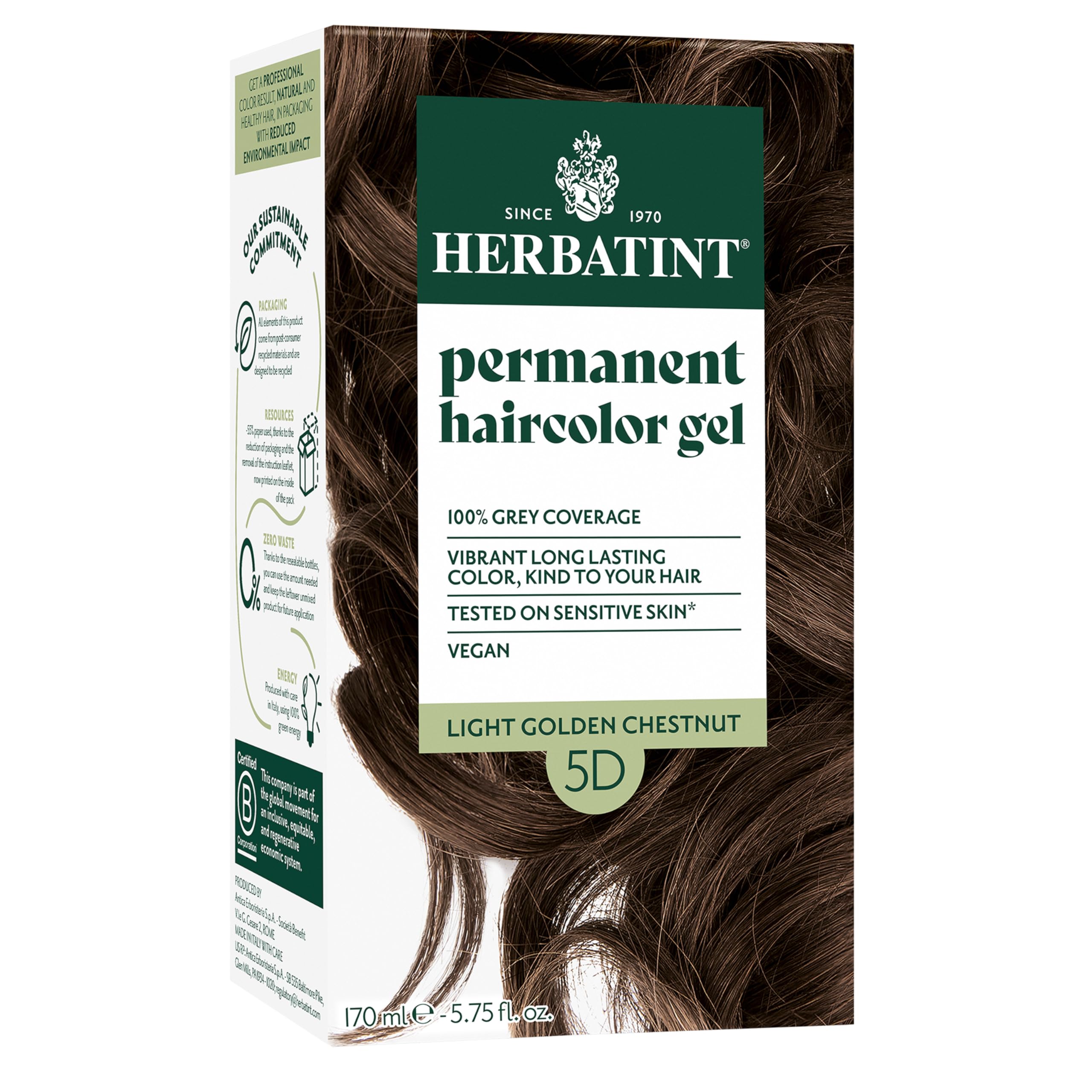 Foto 2 pulgar | Tinte Para El Cabello Herbatint 5d Light Golden Chestnut 170 Ml Sin Amoniaco - Venta Internacional