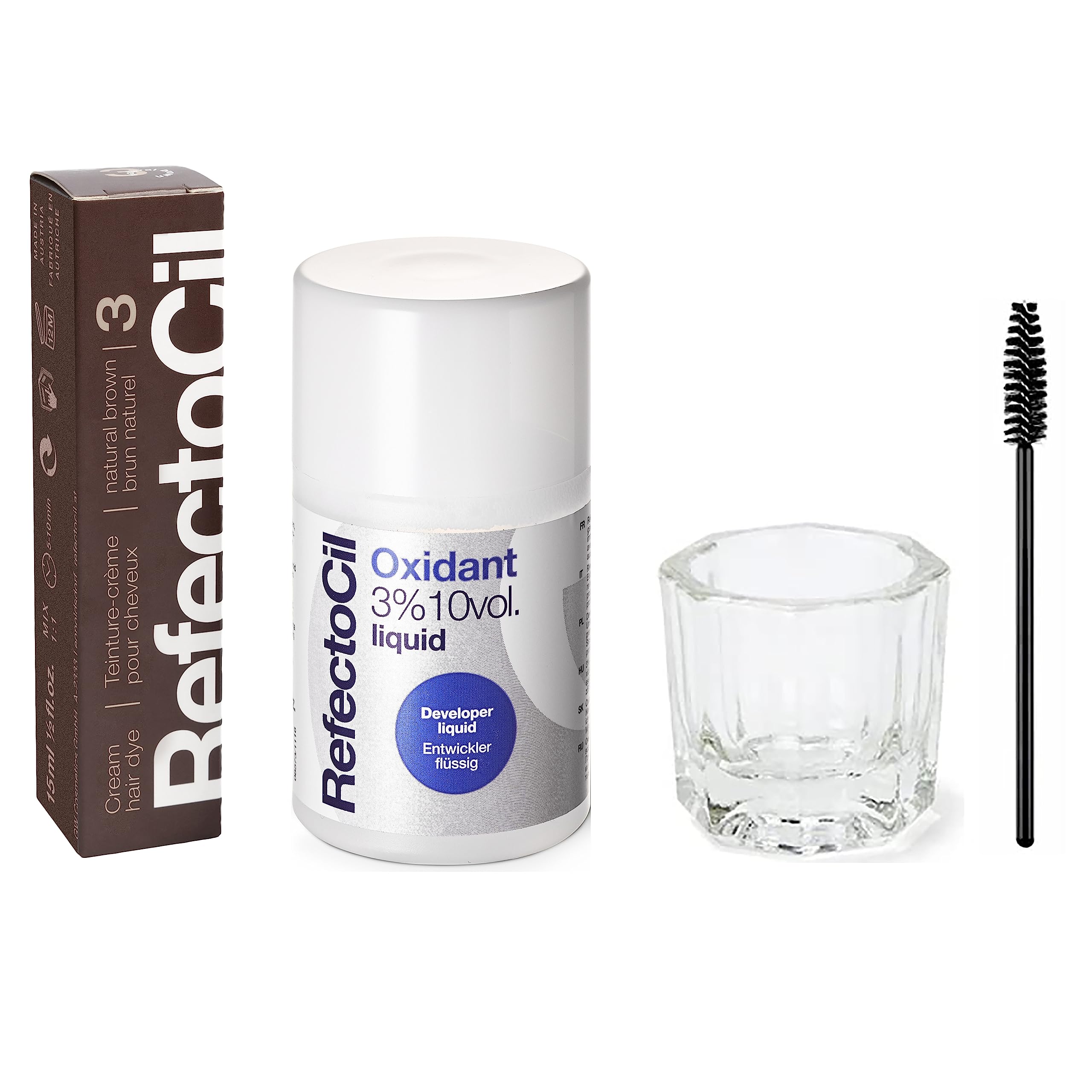 Kit Para Teñir El Cabello Refectocil Natural Brown (#3) Con Oxidante Al 3% - Venta Internacional.