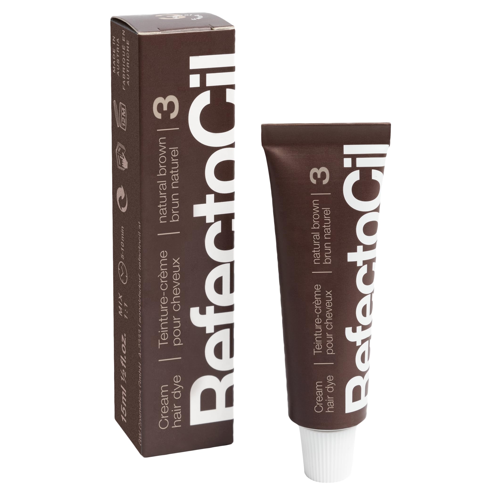 Foto 3 pulgar | Kit Para Teñir El Cabello Refectocil Natural Brown (#3) Con Oxidante Al 3% - Venta Internacional.