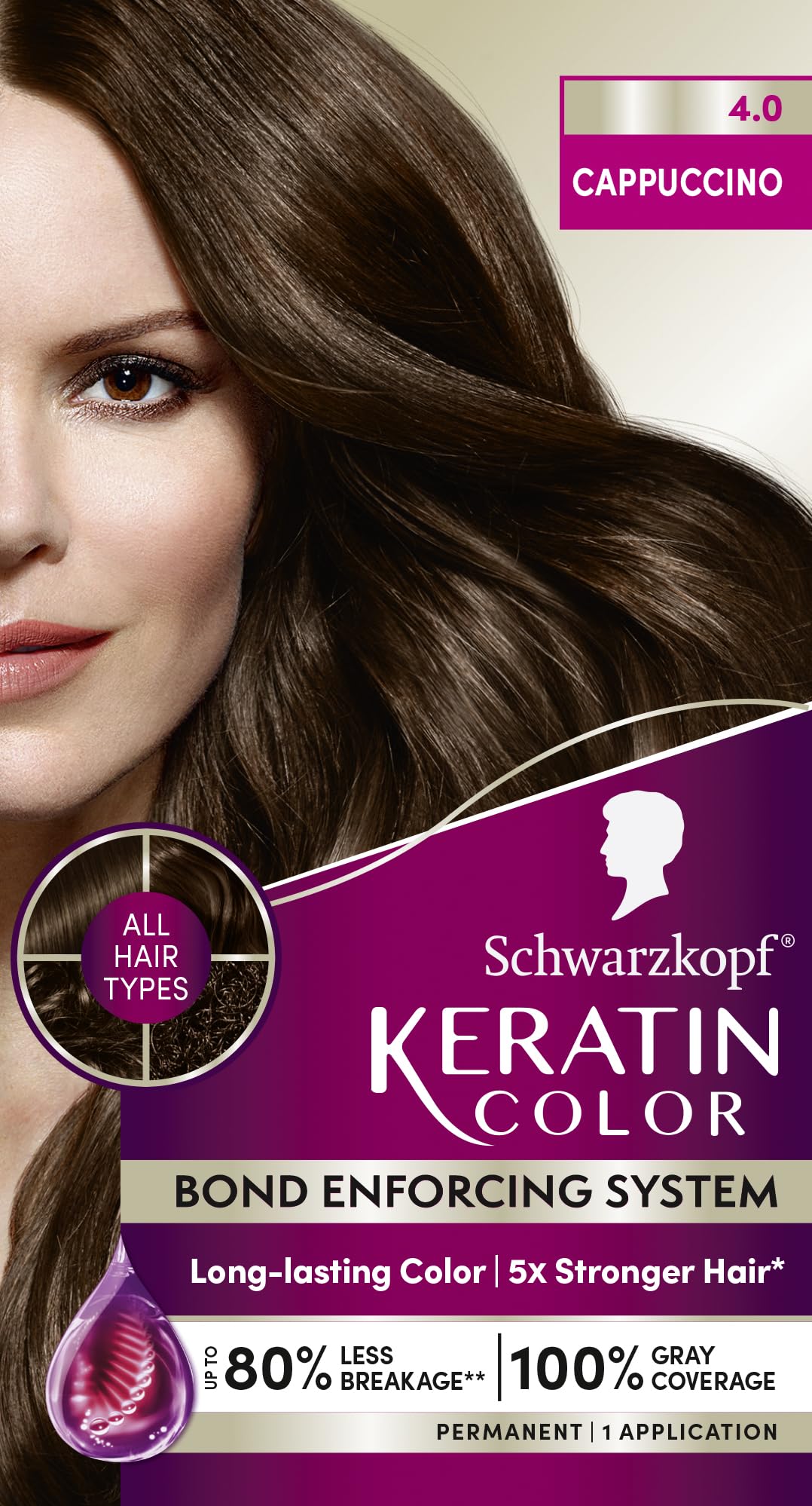 Foto 8 pulgar | Tinte Para El Cabello Schwarzkopf Keratin Color 4.0 Cappuccino 1 Aplicación - Venta Internacional.