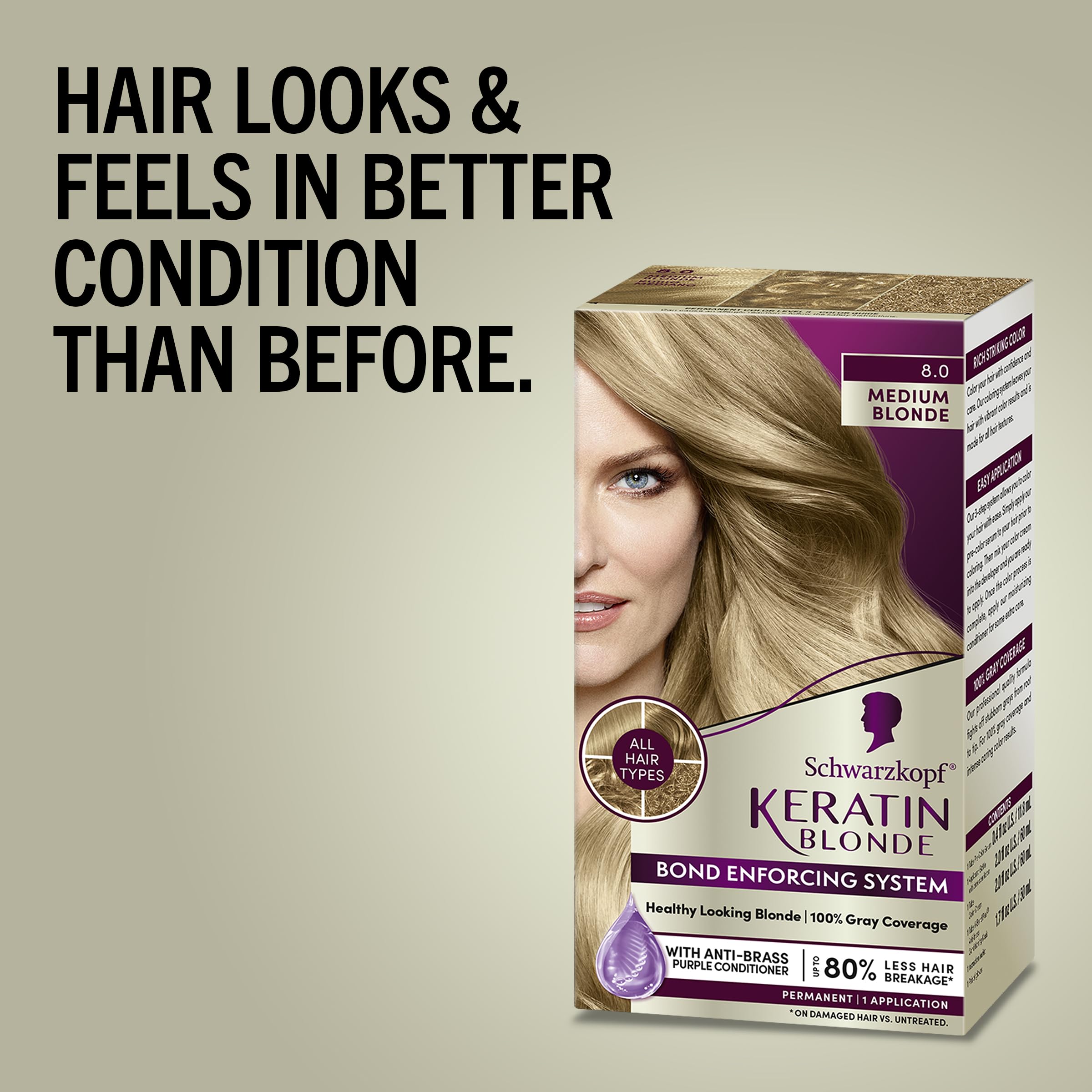 Foto 4 pulgar | Tinte Para El Cabello Schwarzkopf Keratin Color 8.0 Rubio Medio - Venta Internacional.