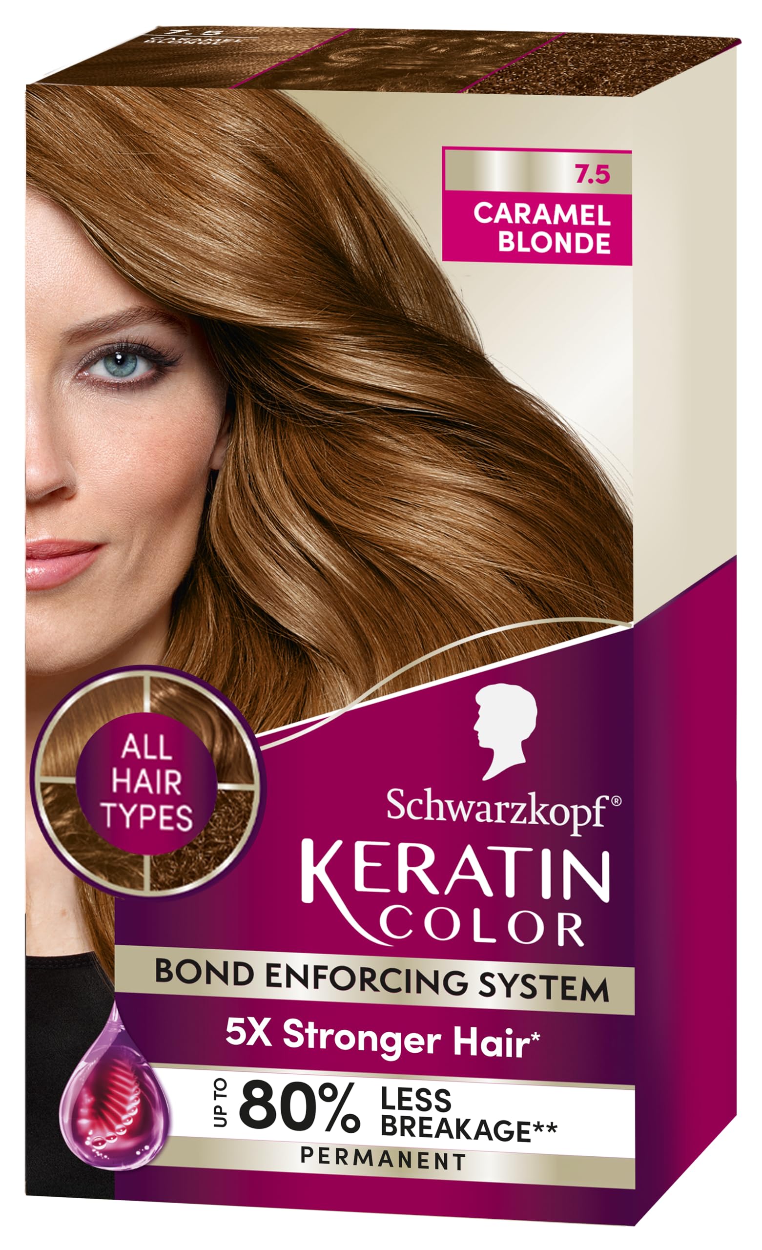 Foto 2 pulgar | Color De Cabello Schwarzkopf Keratin Color 7.5 Caramel Blonde - Venta Internacional.