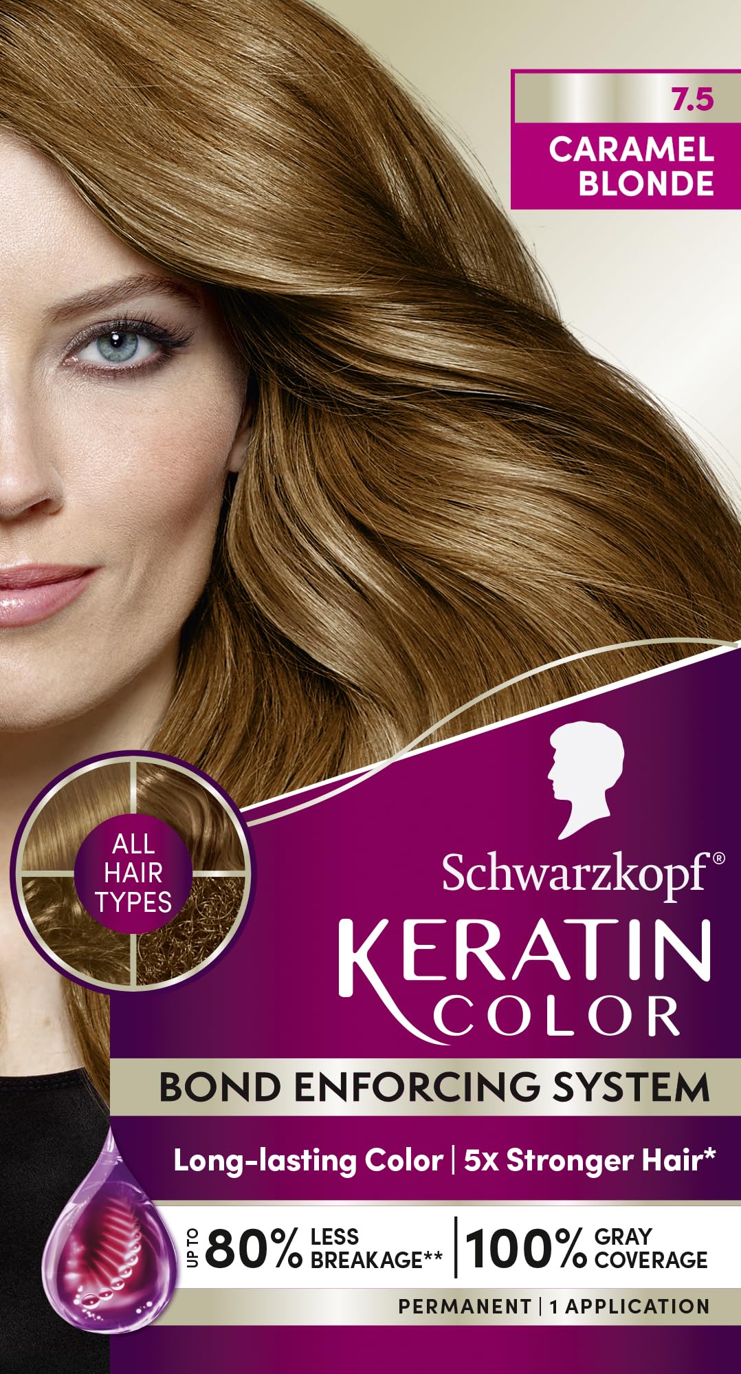 Foto 8 pulgar | Color De Cabello Schwarzkopf Keratin Color 7.5 Caramel Blonde - Venta Internacional.