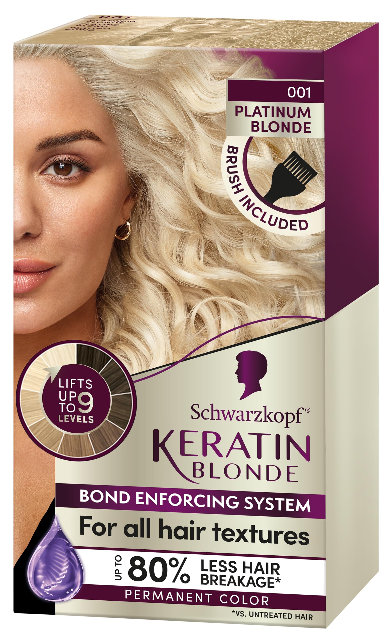 Tinte para Cabello Schwarzkopf Keratin Blonde Platinum 001 1 App - Venta Internacional