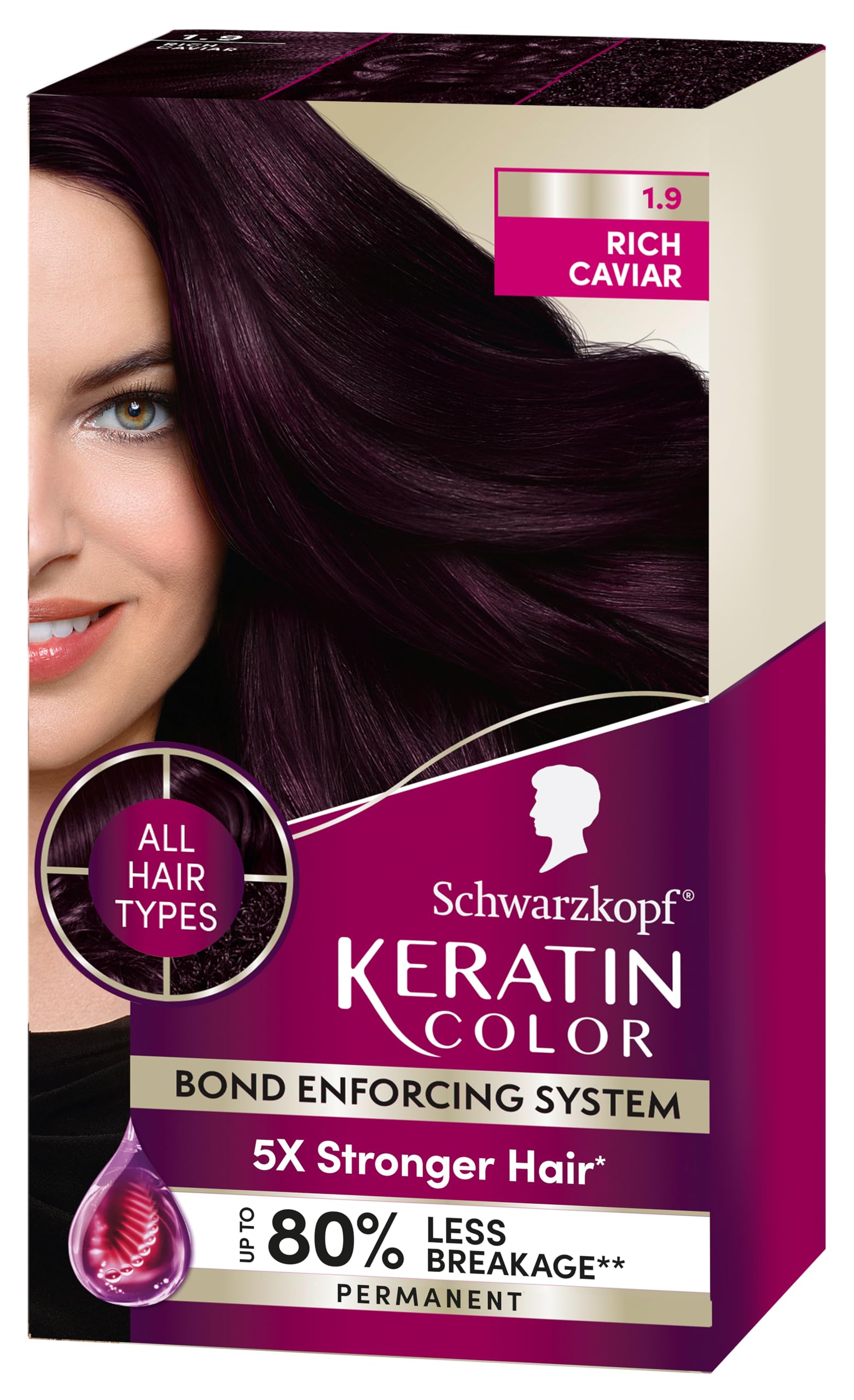 Foto 1 | Tinte Para El Cabello Schwarzkopf Keratin Color 1.9 Rich Caviar 1 App - Venta Internacional.