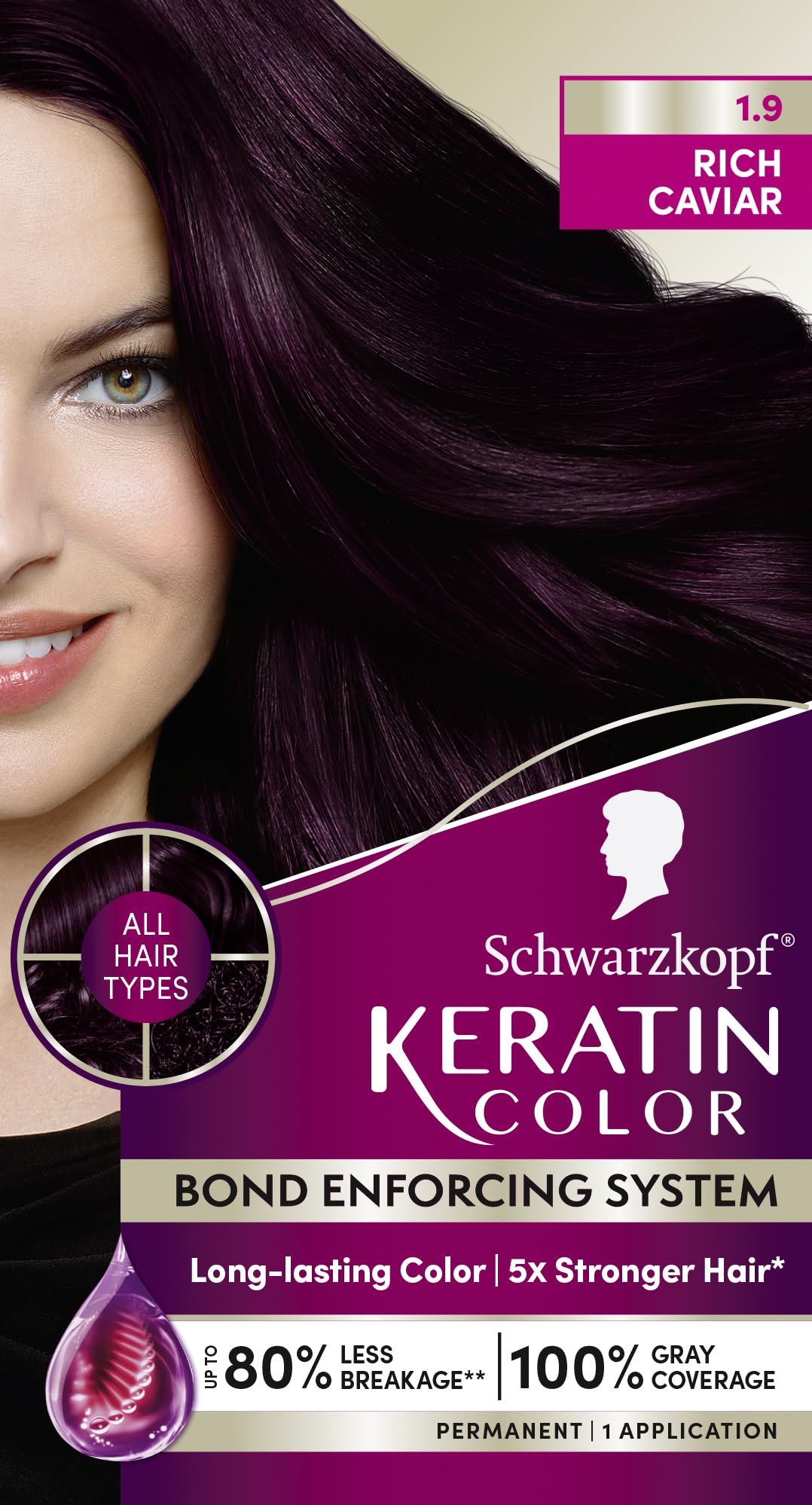 Foto 7 | Tinte Para El Cabello Schwarzkopf Keratin Color 1.9 Rich Caviar 1 App - Venta Internacional.
