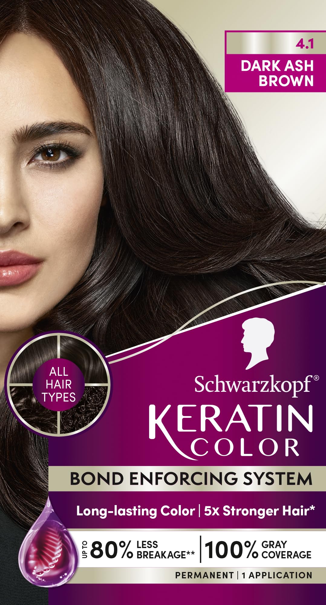 Foto 8 pulgar | Tinte De Pelo Schwarzkopf Keratin Color 4.1 Marrón Ceniza Oscuro X12 - Venta Internacional.