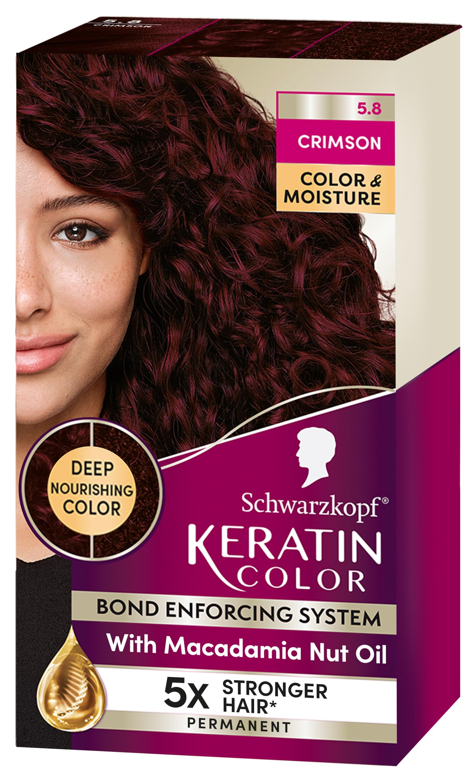 Tinte Para El Cabello Schwarzkopf Keratin Color 5.8 Crimson 1 Aplicación - Venta Internacional.