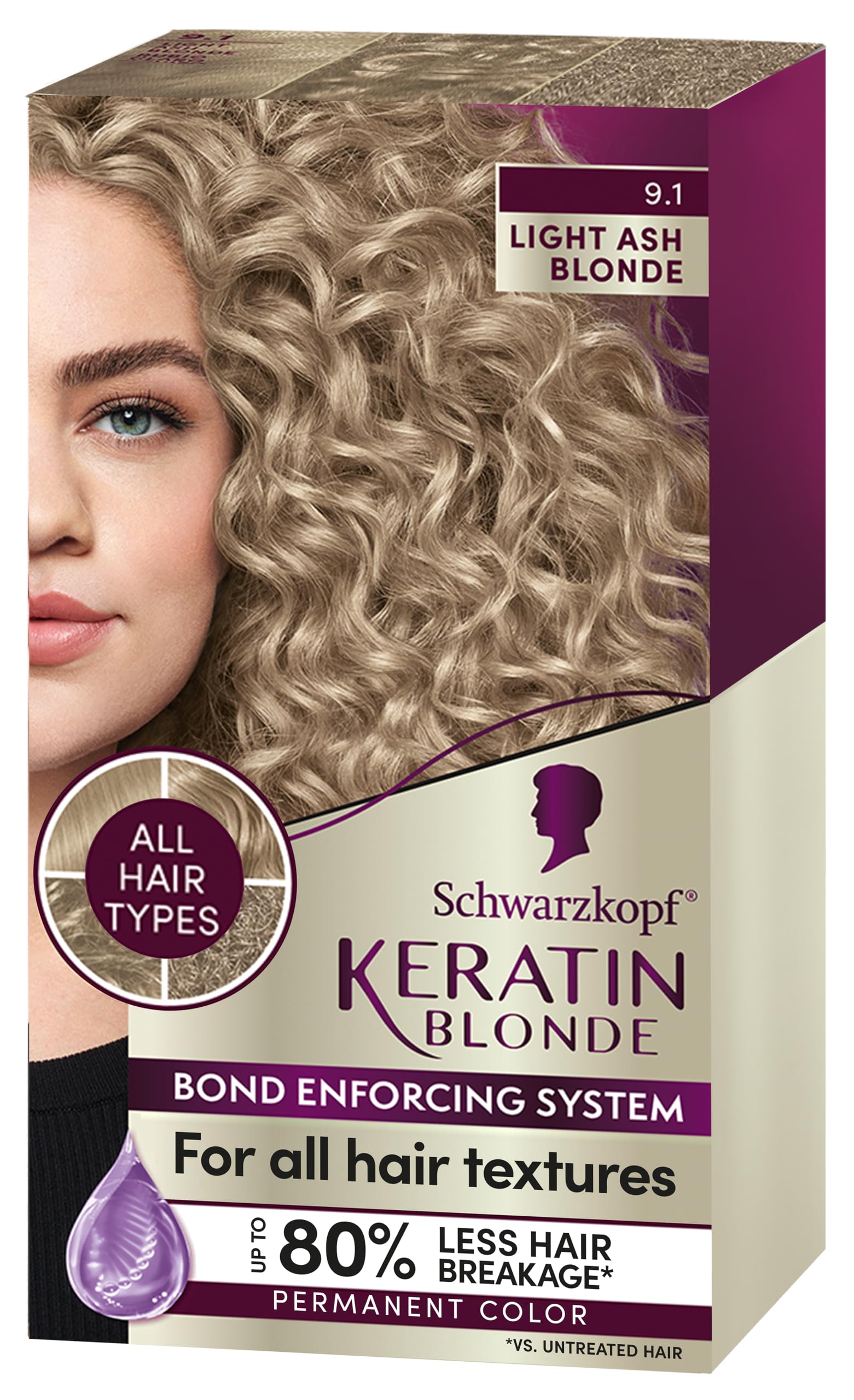 Foto 2 pulgar | Color De Cabello Schwarzkopf Keratin Color 9.1 Rubio Ceniza Claro - Venta Internacional.