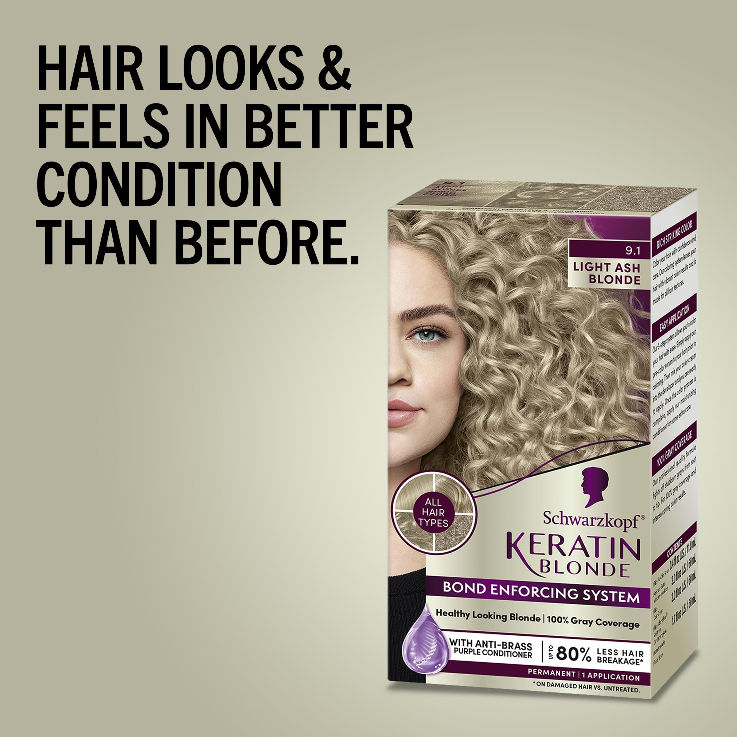 Foto 4 pulgar | Color De Cabello Schwarzkopf Keratin Color 9.1 Rubio Ceniza Claro - Venta Internacional.