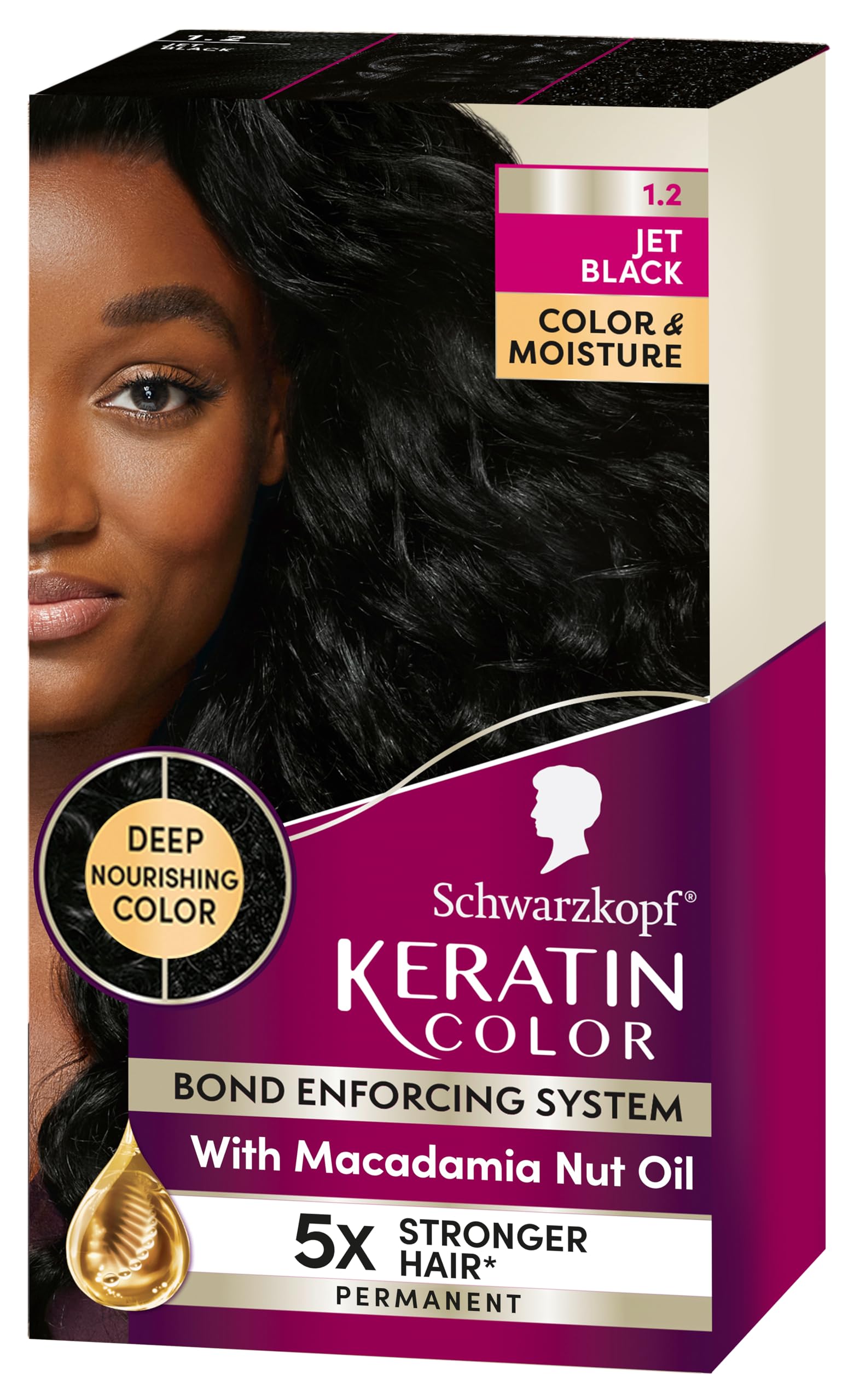 Foto 2 pulgar | Tinte Para El Cabello Schwarzkopf Keratin Color 1.2 Jet Black 1 Aplicación - Venta Internacional.