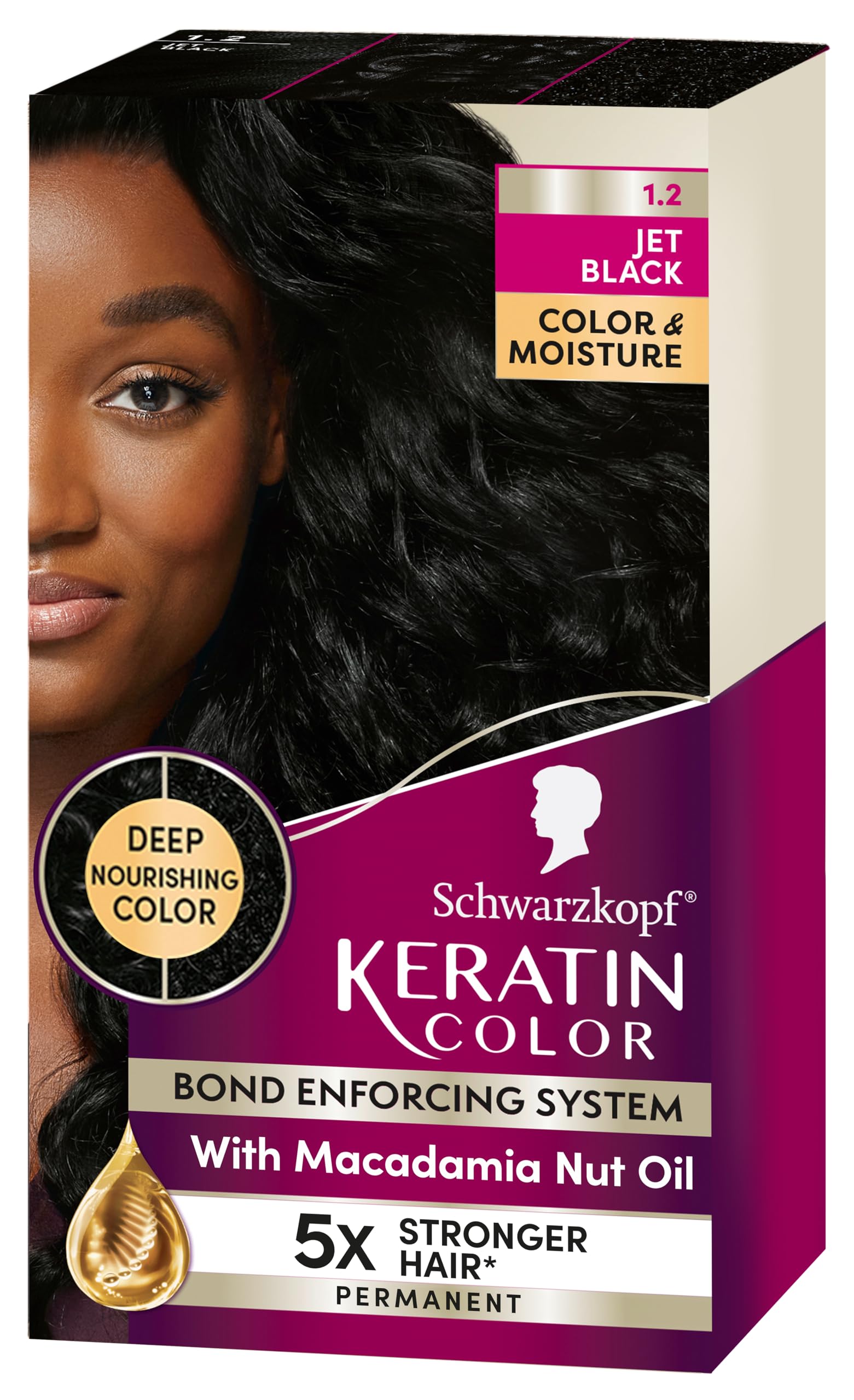 Tinte Para El Cabello Schwarzkopf Keratin Color 1.2 Jet Black 1 Aplicación - Venta Internacional.