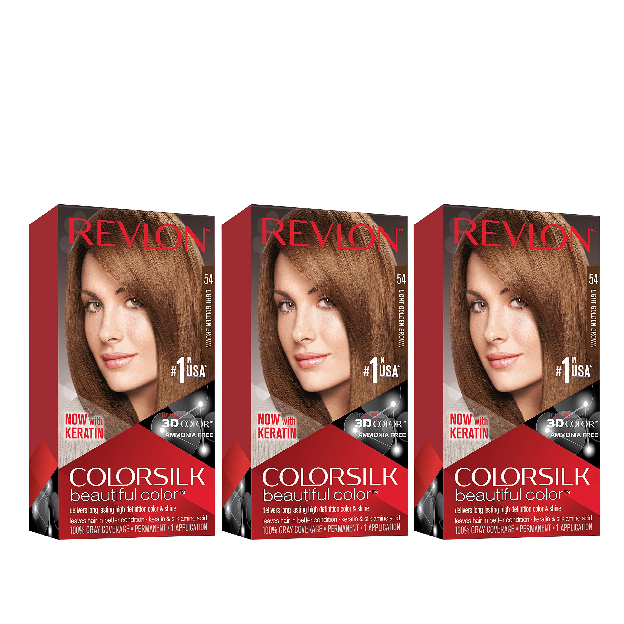 Tinte Para El Cabello Revlon Colorsilk Beautiful Color 54 Marrón Dorado Claro - Venta Internacional.