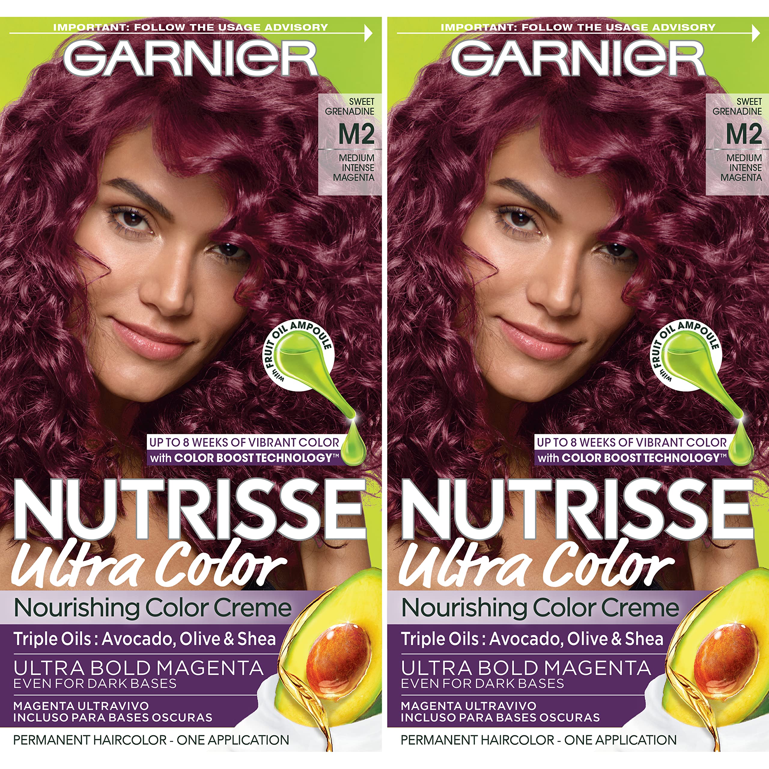 Foto 2 pulgar | Tinte para el Cabello Garnier Nutrisse Ultra Color M2 Magenta Medio Intenso 2 Piezas - Venta Internacional