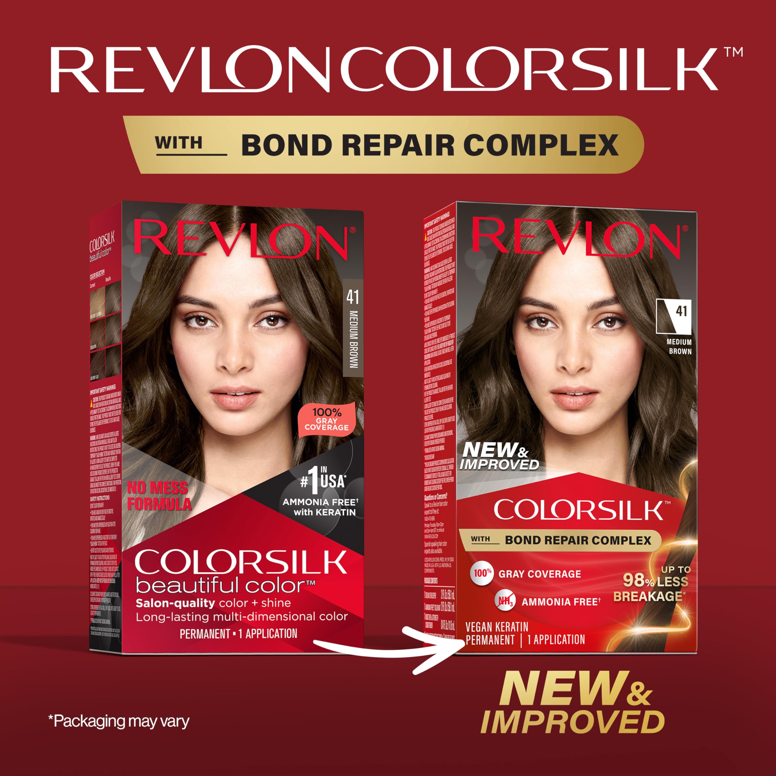 Foto 2 | Tinte Para El Cabello Revlon Colorsilk With Bond Repair Complex 41 Medium Brown - Venta Internacional.