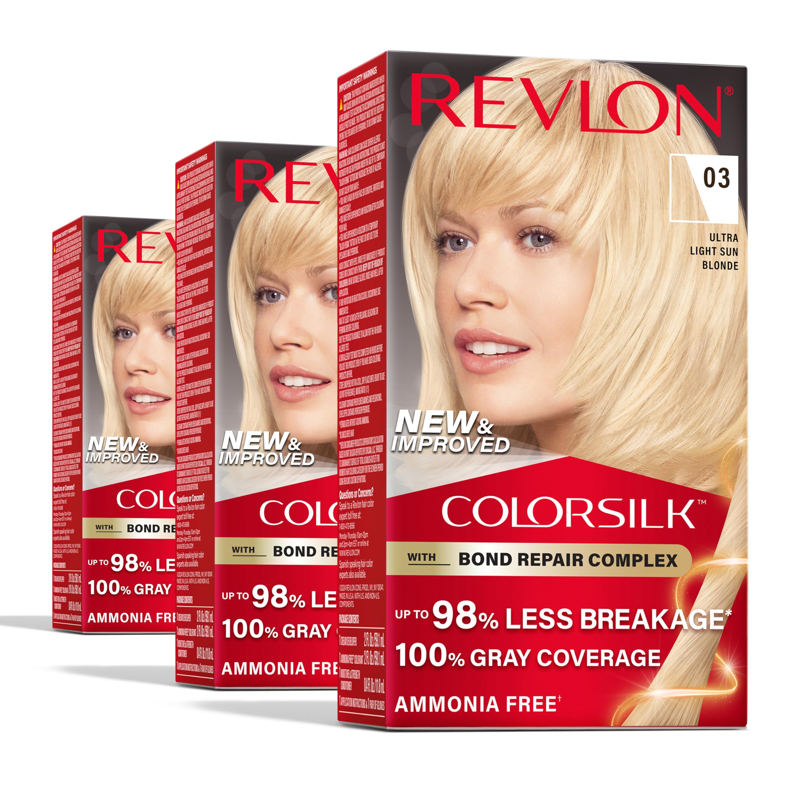 Foto 2 pulgar | Tinte Para El Cabello Revlon Colorsilk W/ Bond Repair Complex 03 Ultra Light Sun Blonde (paquete De 3) - Venta Inte