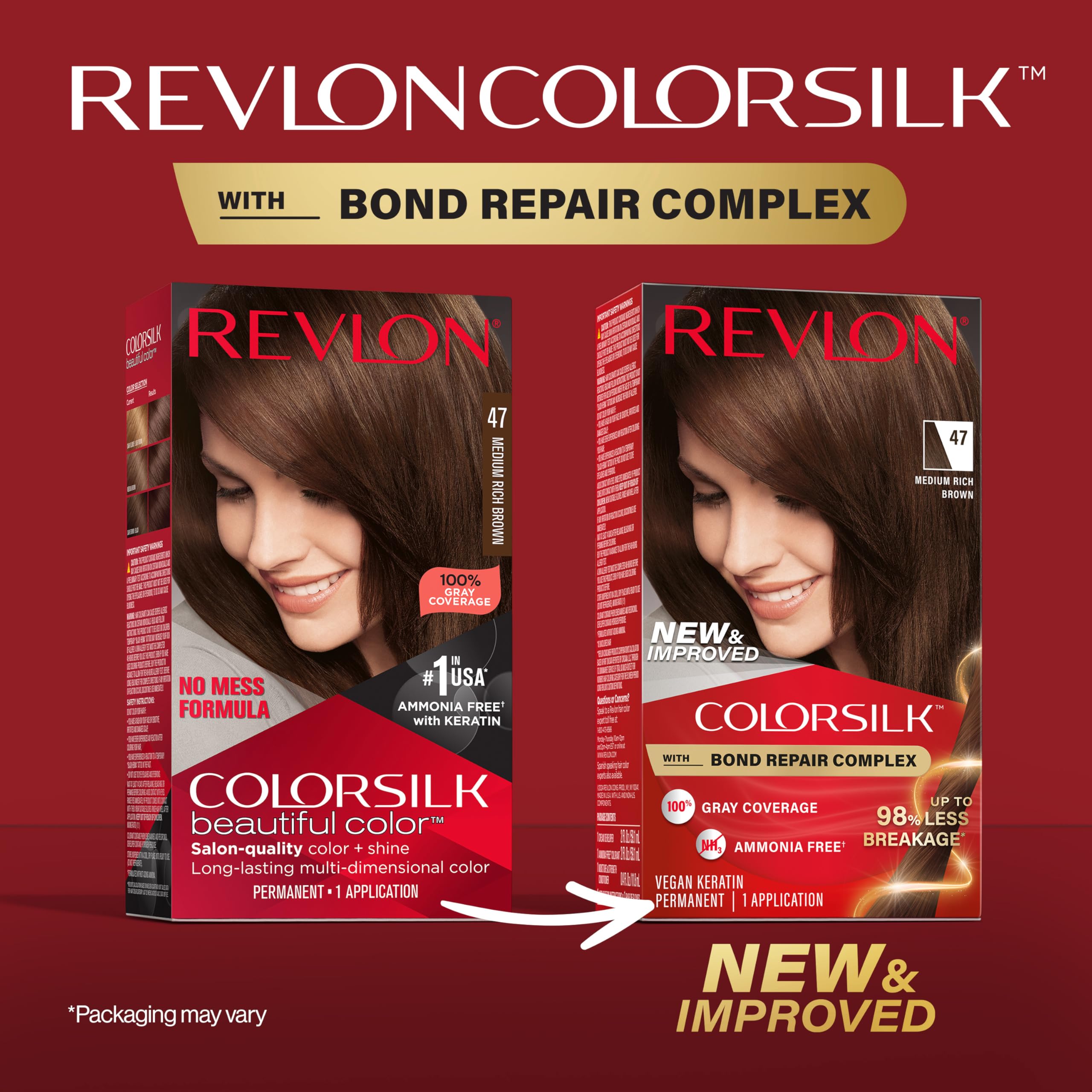 Foto 3 pulgar | Tinte Para El Cabello Revlon Colorsilk W/ Bond Repair Complex 47 Brown - Venta Internacional.