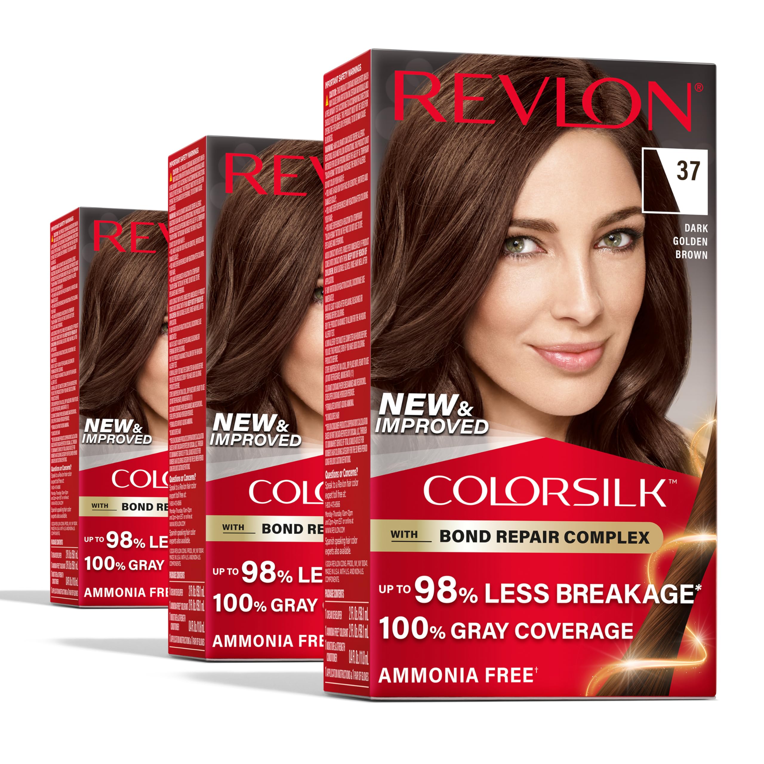 Foto 2 pulgar | Tinte Para El Cabello Revlon Colorsilk 37 Marrón Dorado Oscuro 100% Gris - Venta Internacional.