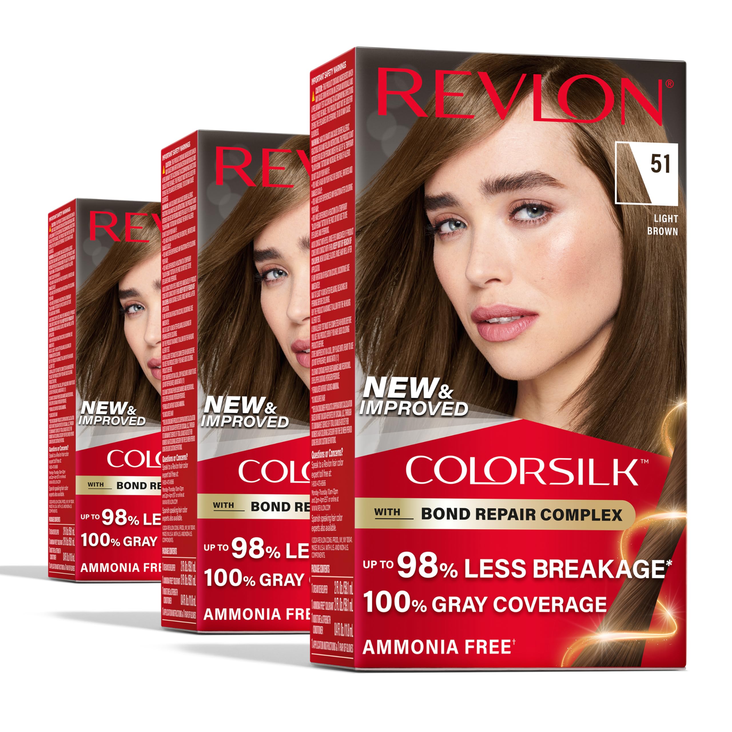 Tinte Para El Cabello Revlon Colorsilk 51, Marrón Claro, Cobertura 100% Gris - Venta Internacional.
