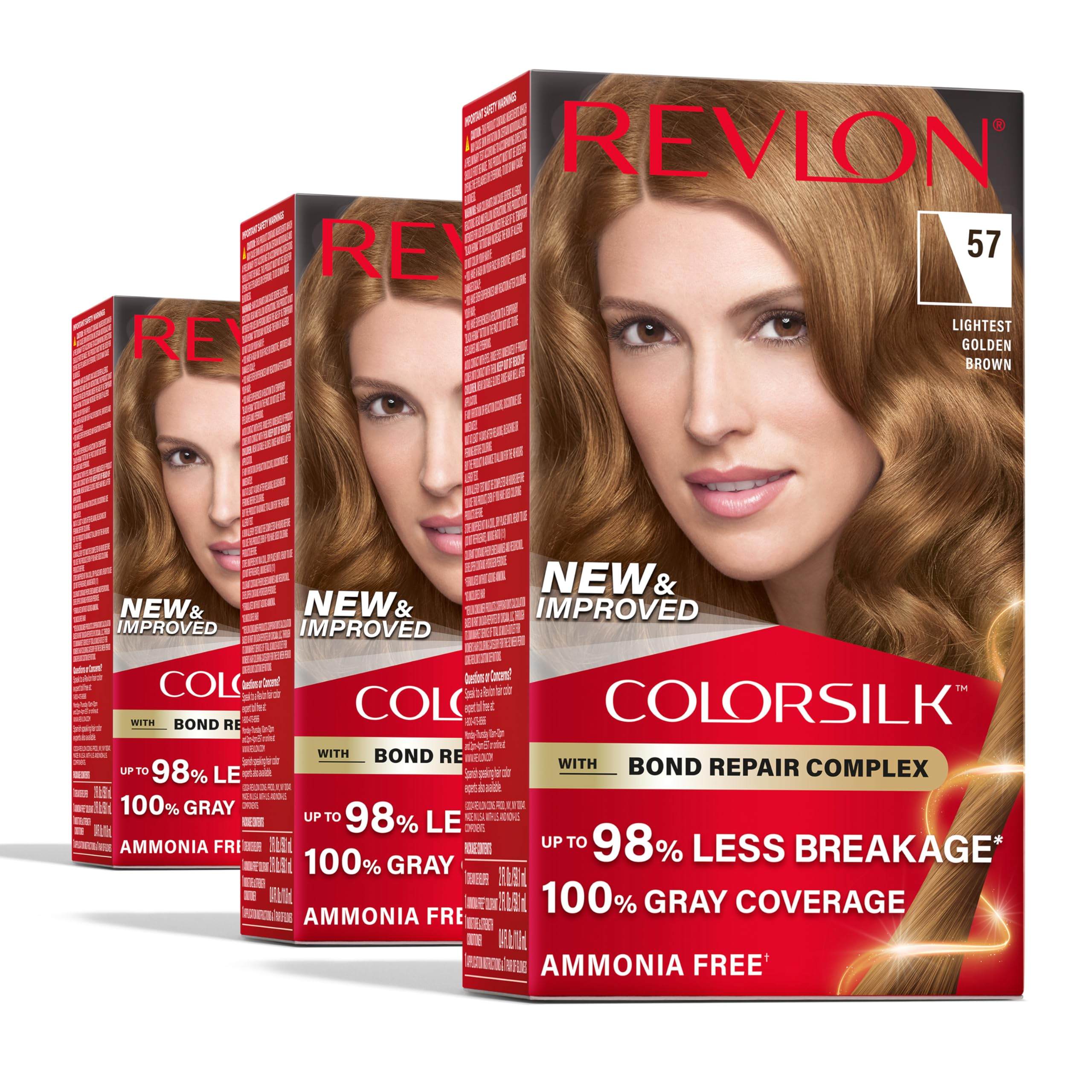 Foto 2 pulgar | Tinte Para El Cabello Revlon Colorsilk 57 Lighest Golden Brown (paquete De 3) - Venta Internacional.