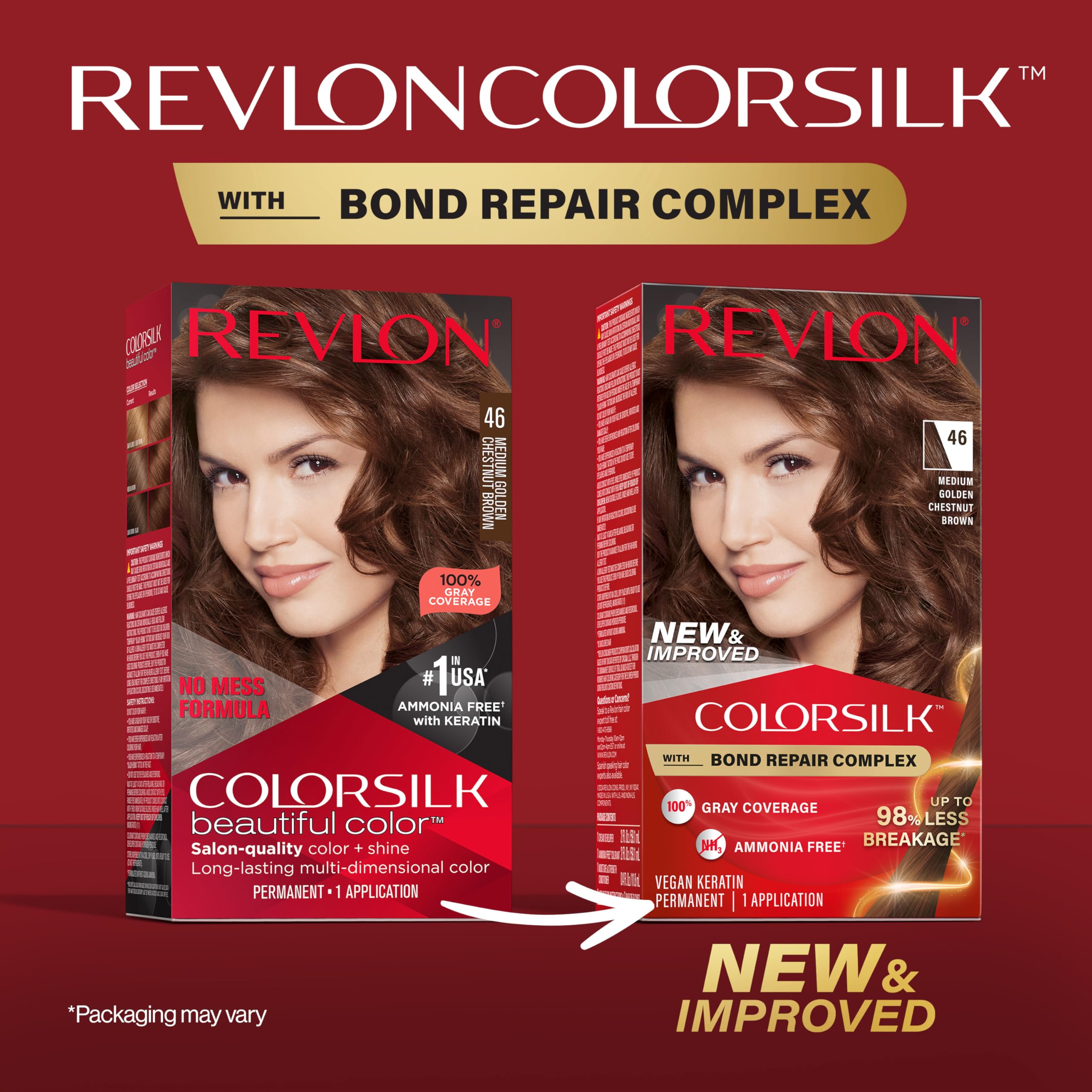 Foto 3 pulgar | Tinte Para El Cabello Revlon Colorsilk 46 Medium Golden Chestnut Brown - Venta Internacional.