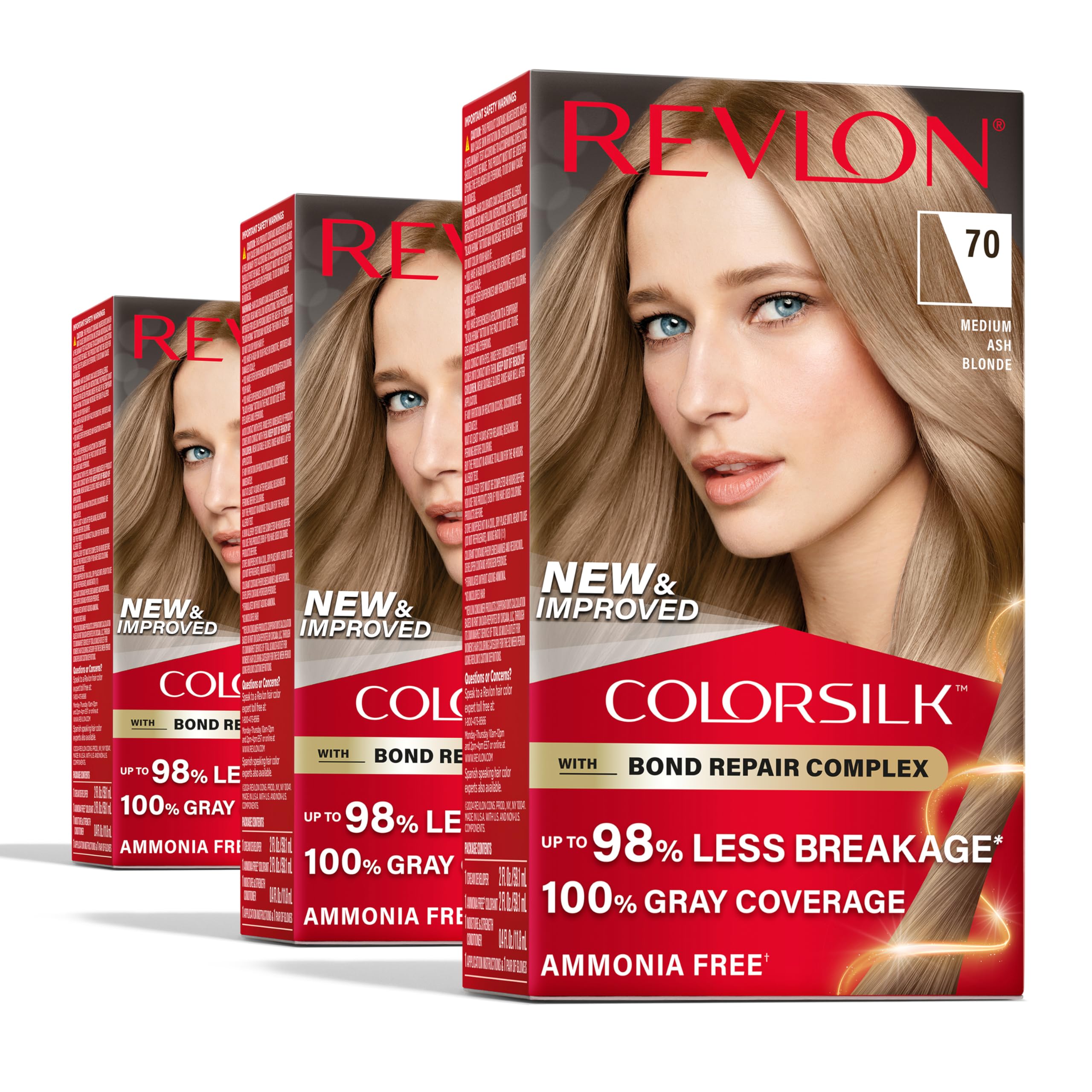 Foto 2 pulgar | Tinte Para El Cabello Revlon Colorsilk 70 Medium Ash Rubio 100% Gris - Venta Internacional.