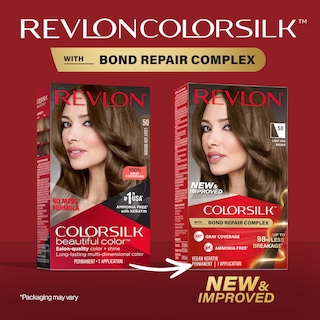 Foto 2 | Tinte Para El Cabello Revlon Colorsilk 50 Marrón Ceniza Claro, Cobertura 100% Gris - Venta Internacional.