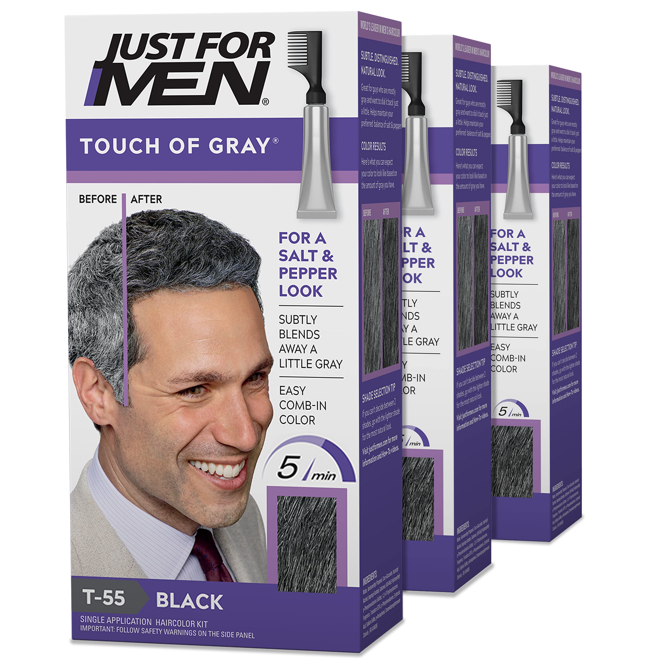Foto 2 pulgar | Kit de Coloración de Cabello Touch Of Grey Black para Hombres 3 Piezas - Venta Internacional