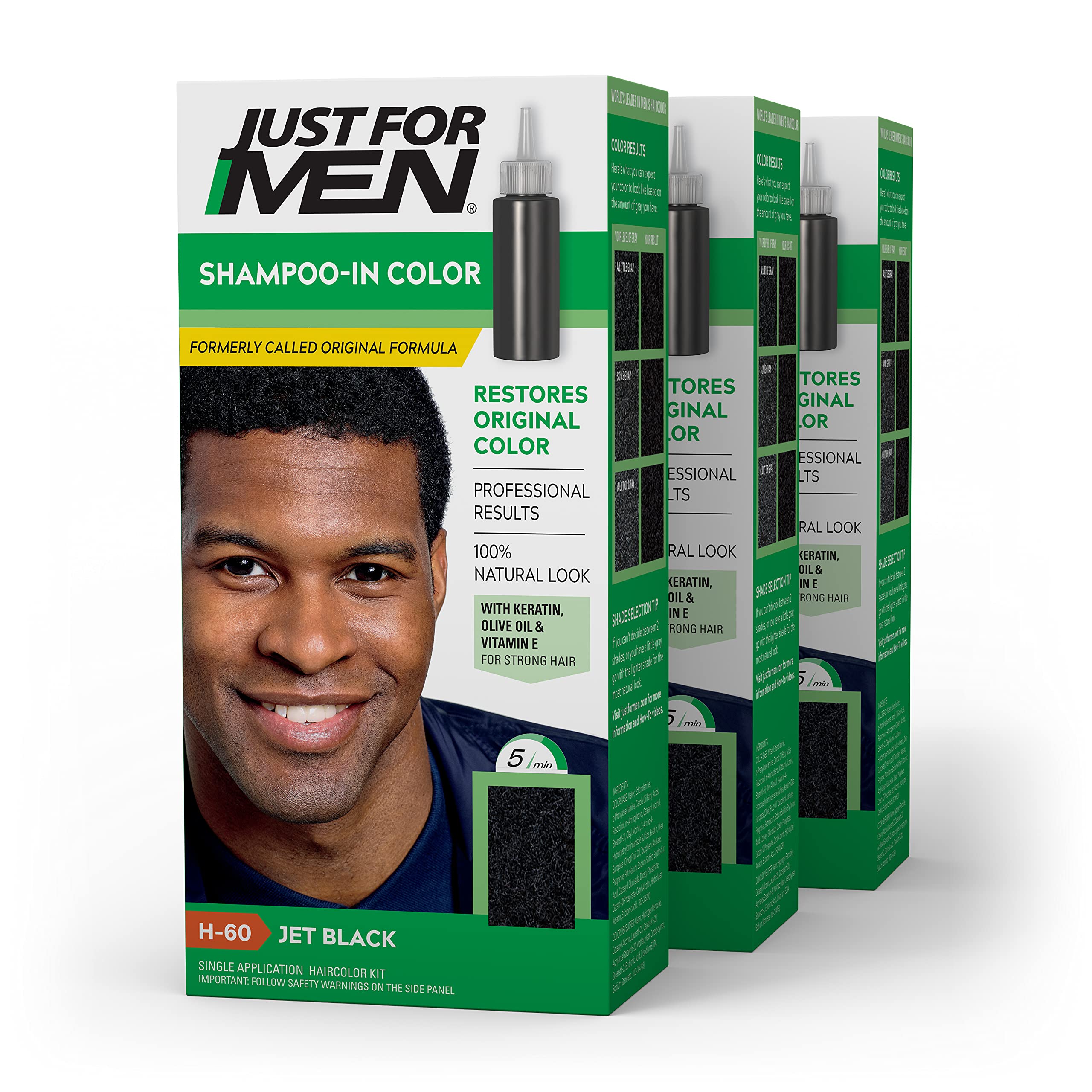 Foto 2 pulgar | Tinte de Pelo Just For Men con Champú color Negro Azabache H-60 Pack de 3 Cajas - Venta Internacional