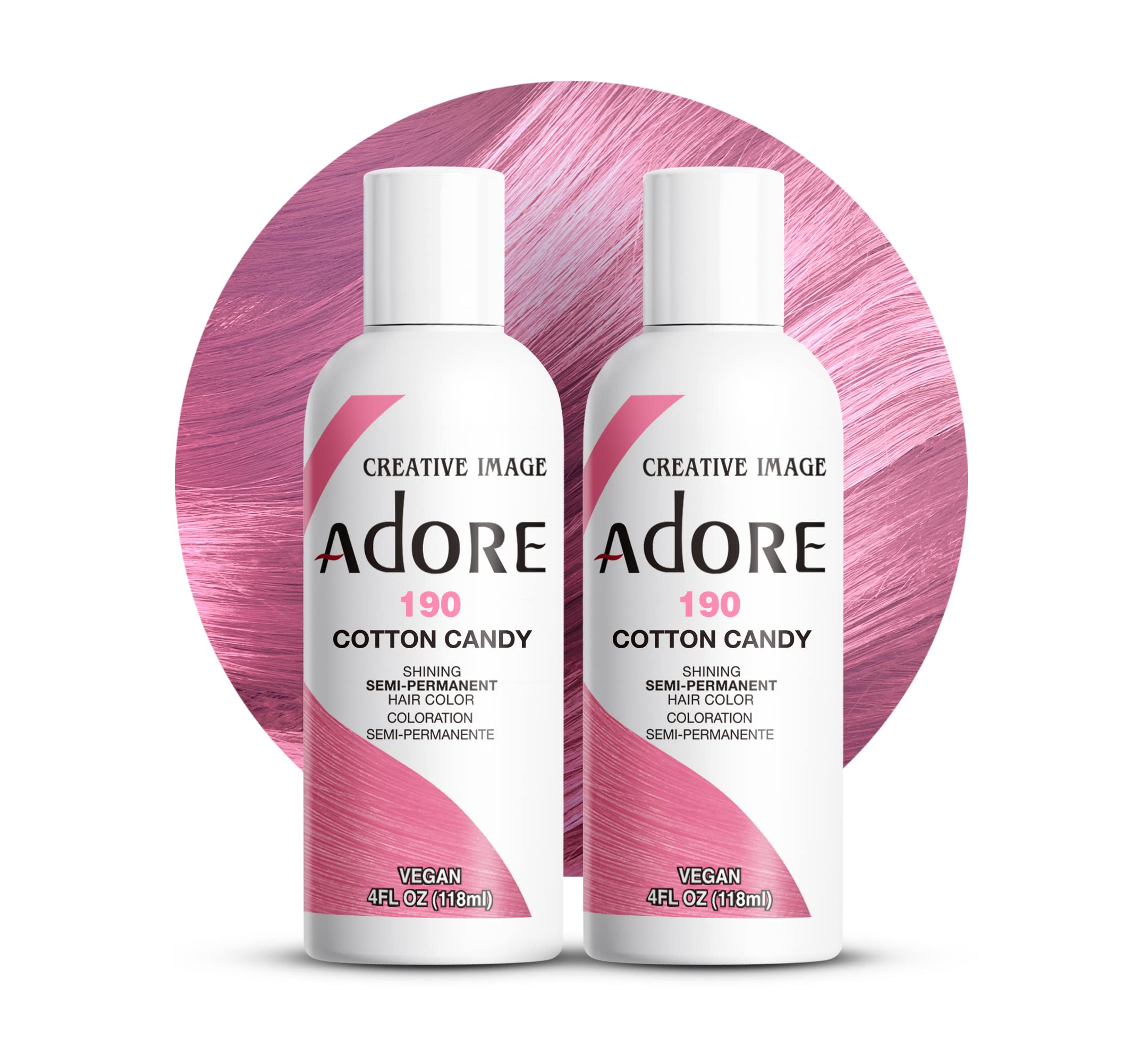 Tinte Para El Cabello Adore Semipermanente, Vegano, Libre De Crueldad Animal, Rosa, 120 Ml - Venta Internacional.