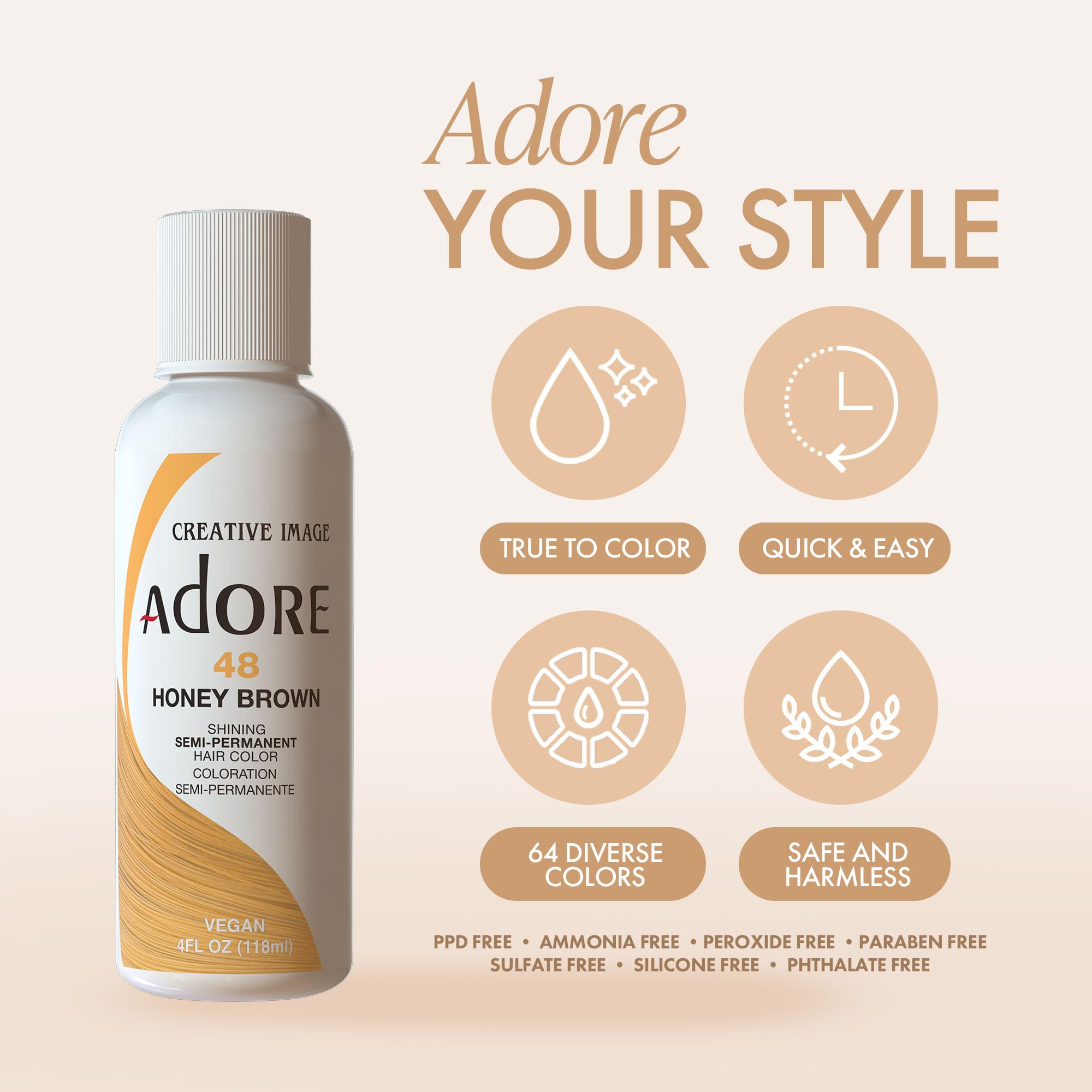Foto 5 pulgar | Tinte Para El Cabello Adore Semi Permanent Sunsine Orange, 118 Ml (paquete De 2) - Venta Internacional.