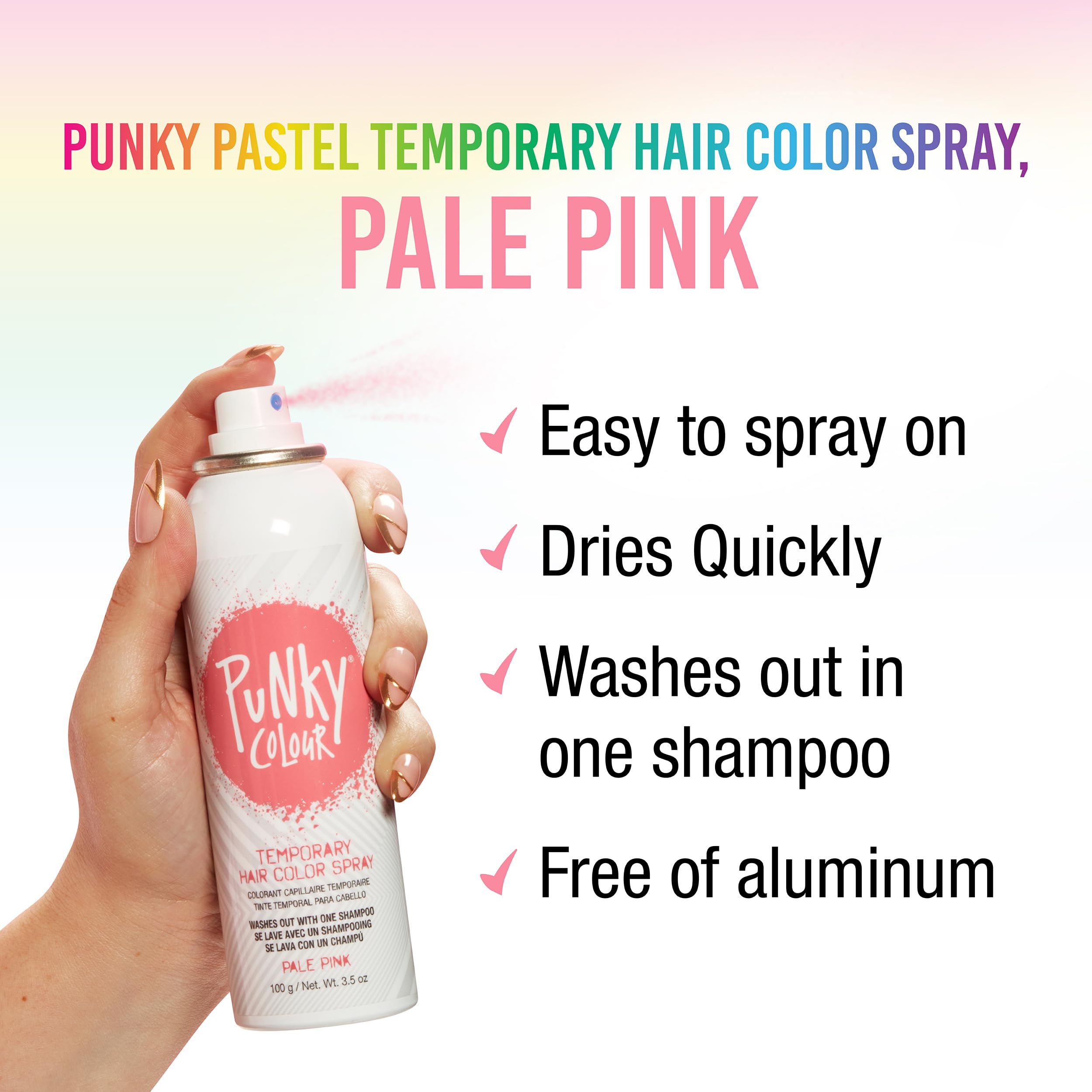 Foto 3 pulgar | Spray Temporal Para Teñir El Cabello Punky Pastel, Rosa Pálido, 100 Ml, Paquete De 2 - Venta Internacional.