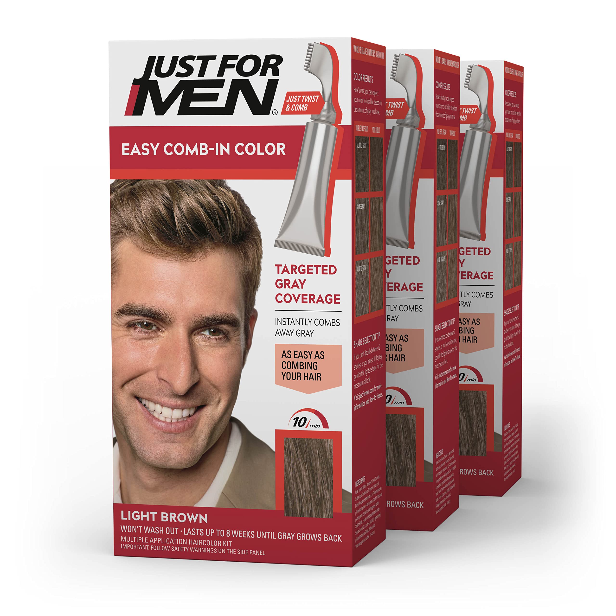 Foto 2 pulgar | Tinte para Cabello Just For Men Light Brown 3 Piezas-Venta Internacional