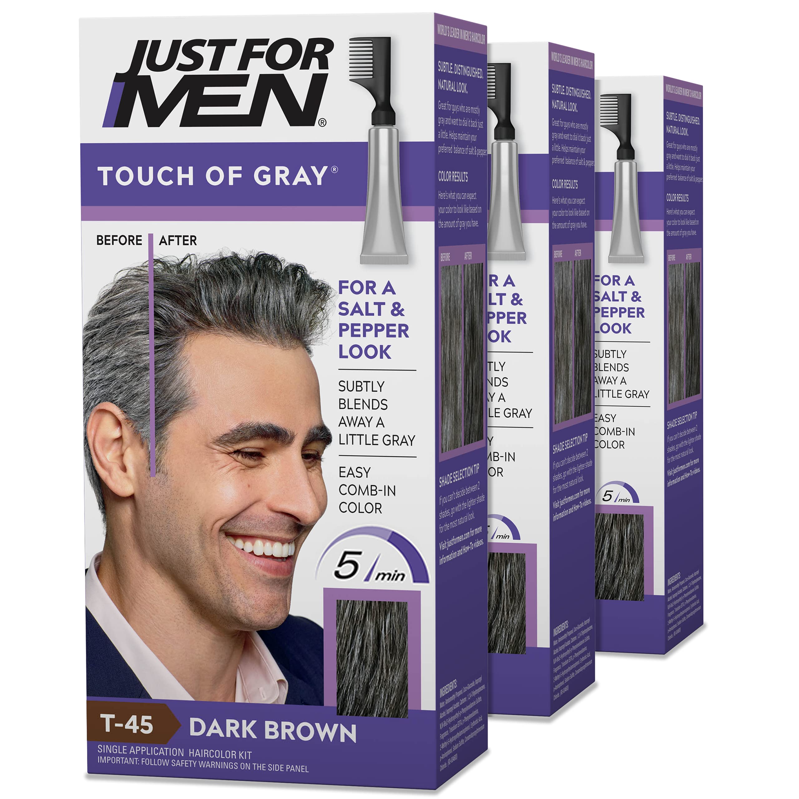 Foto 2 pulgar | Kit de Coloración de Cabello Solo para Hombres Touch Of Grey Dark Brown T-45 - Venta Internacional