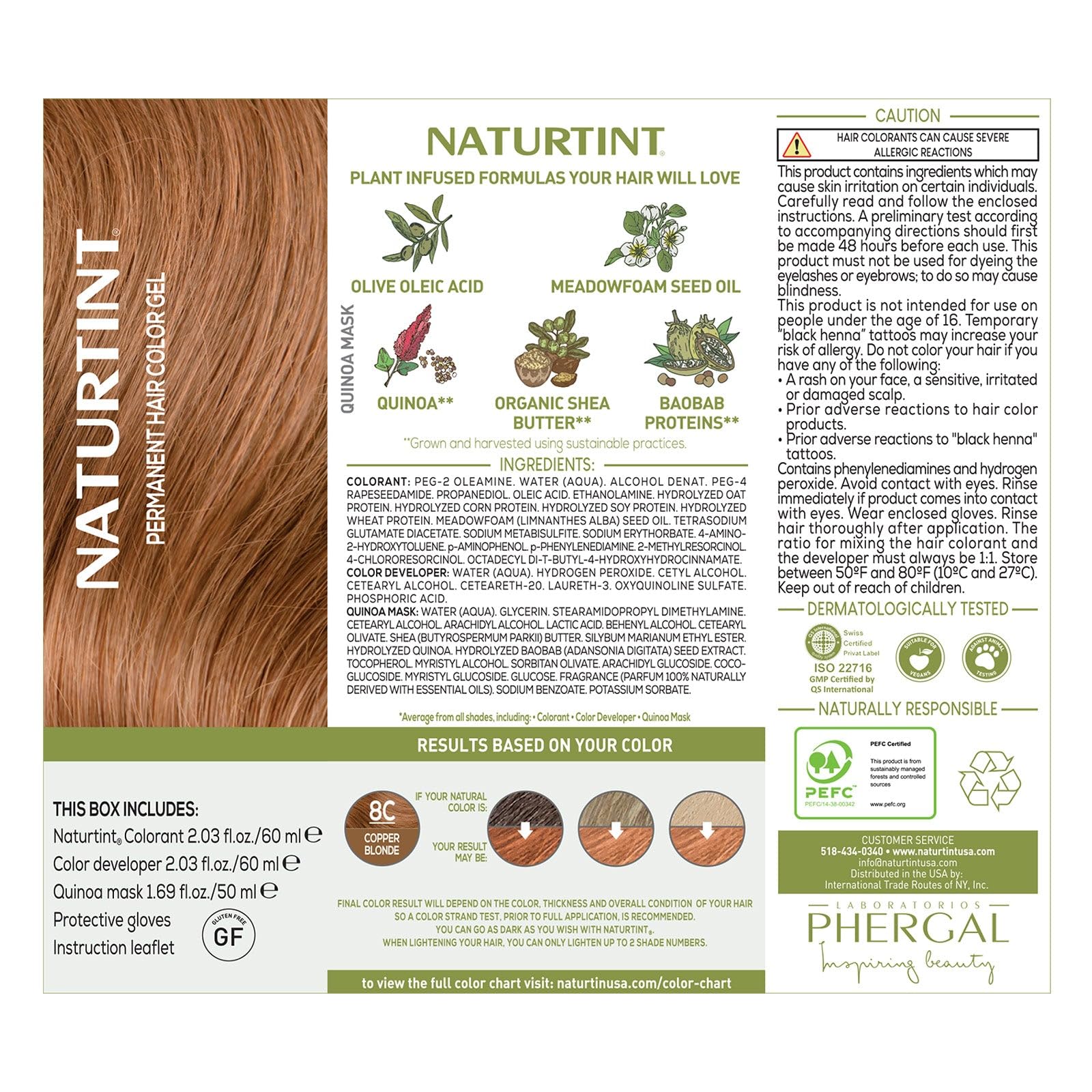 Foto 5 pulgar | Tinte De Pelo Naturtint 8c, Rubio Cobrizo, Permanente, Vegano - Venta Internacional.