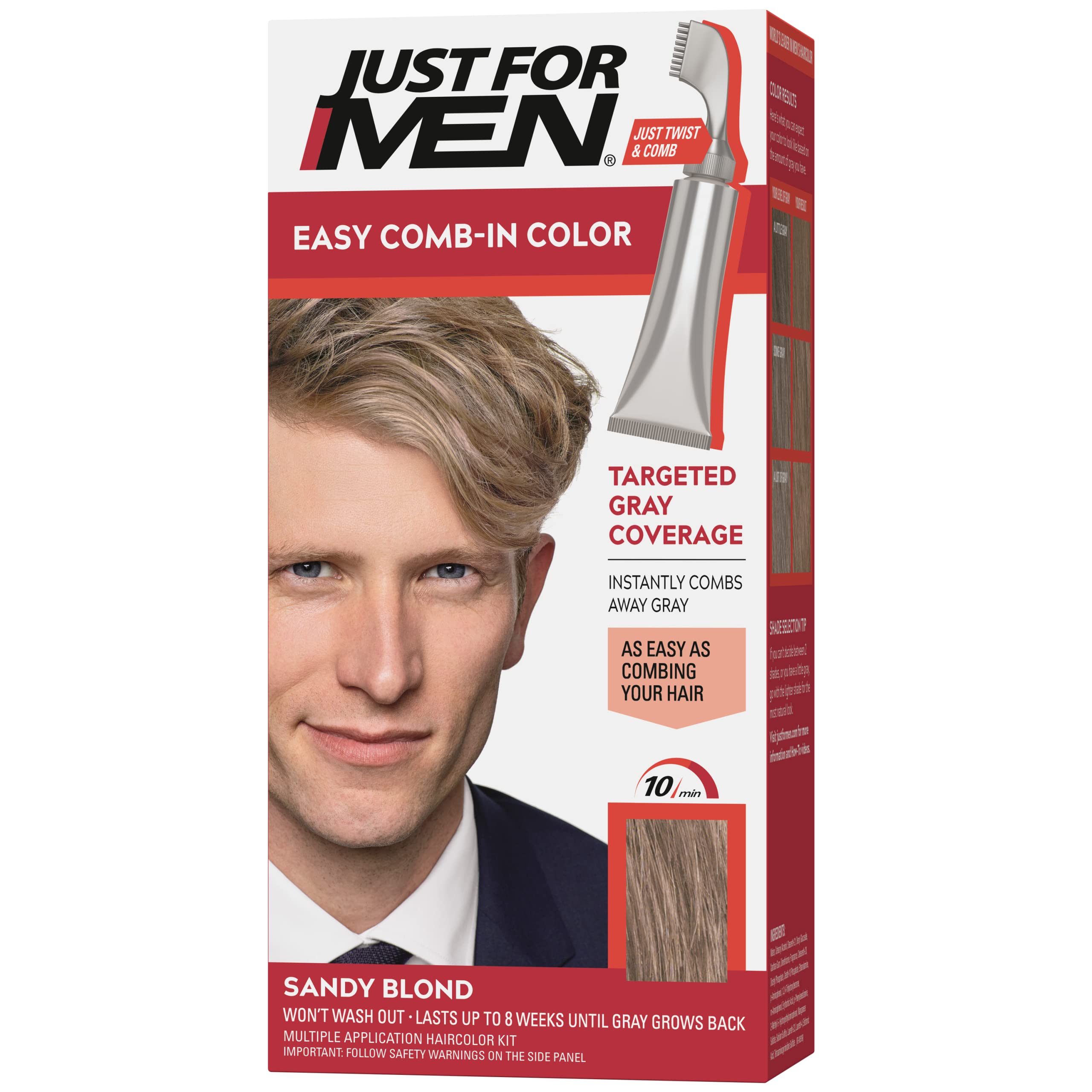 Tinte para Cabello Just For Men Fácil de Peinar Color Rubio Arenoso A-10 - Venta Internacional