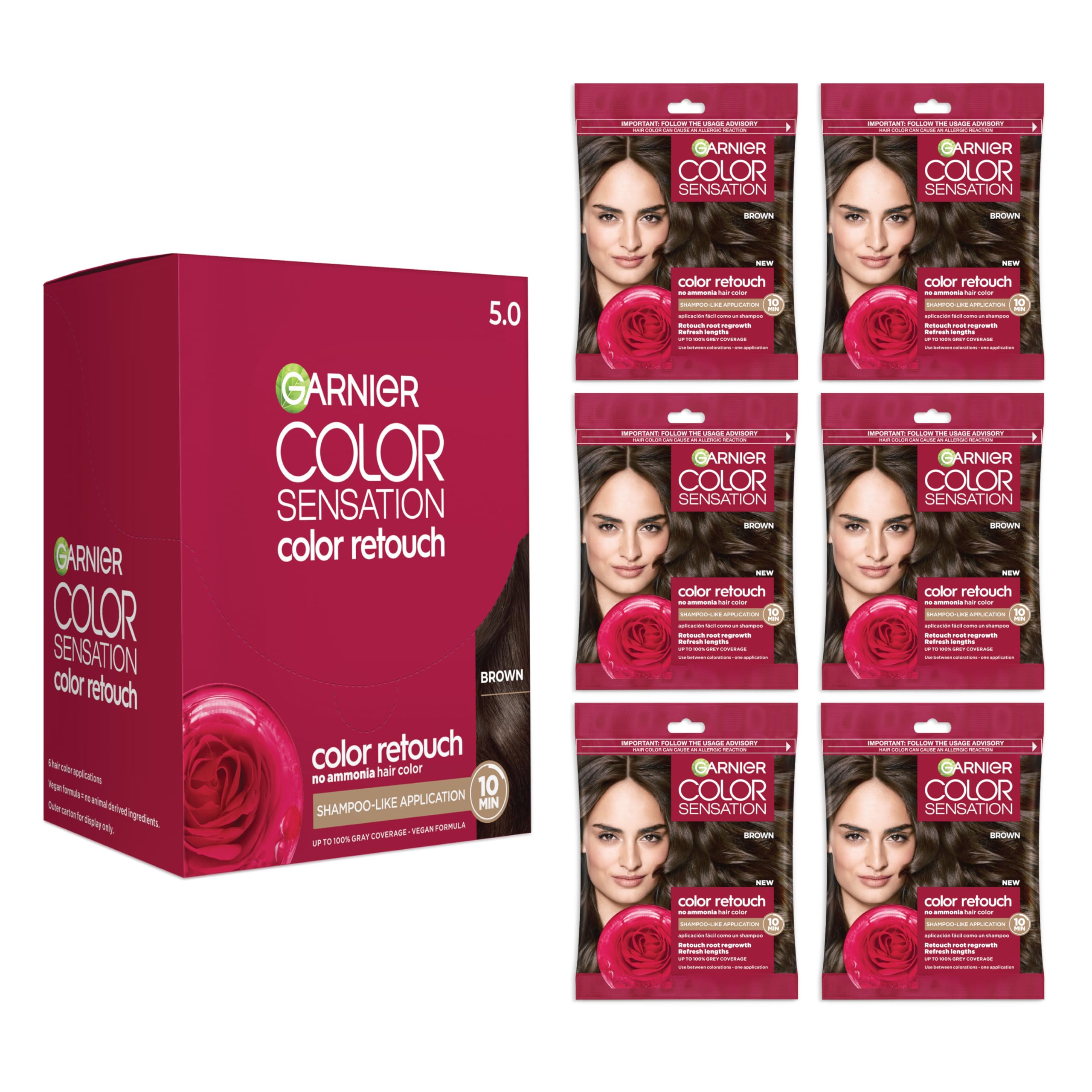 Foto 2 pulgar | Tinte para Cabello Garnier Color Sensation Color Retouch Brown 5.0 X6 - Venta Internacional