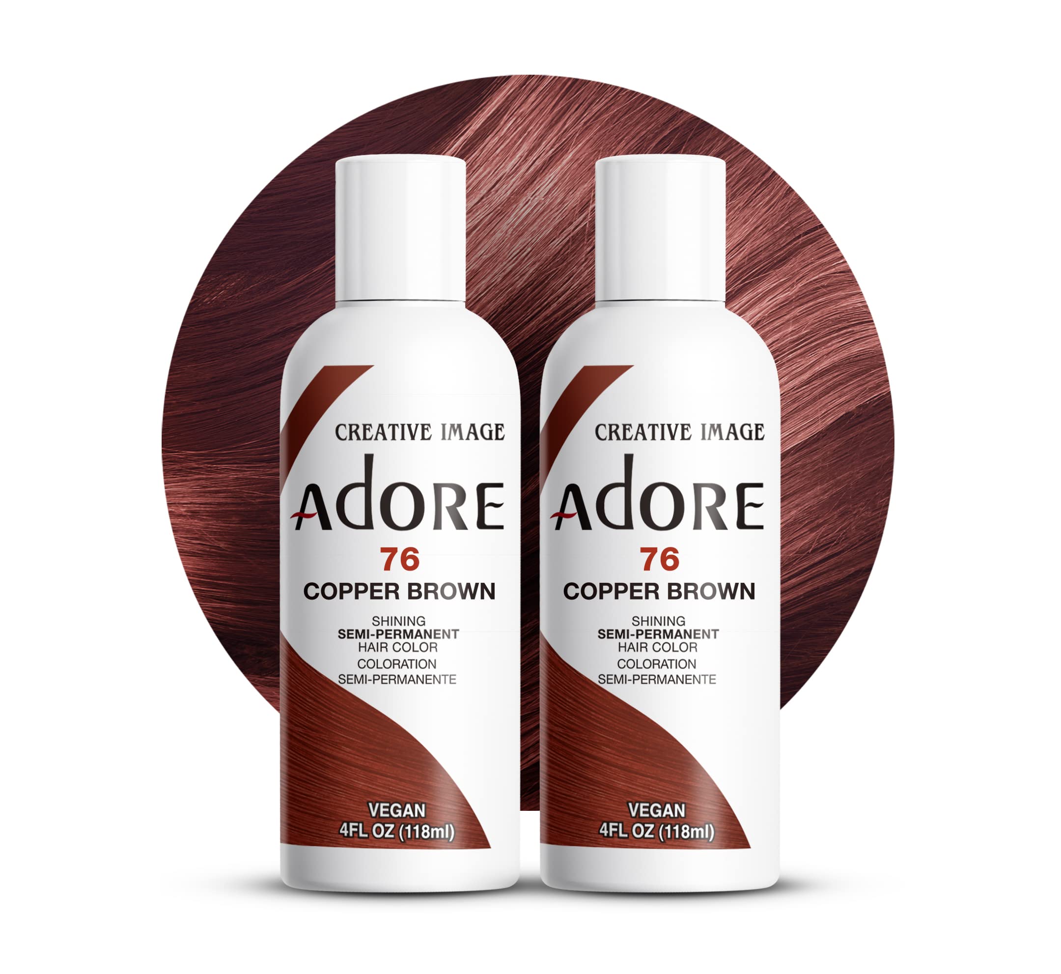 Tinte Para El Cabello Adore Semi Permanent 076 Cobre Brown 118 Ml (x2) - Venta Internacional.