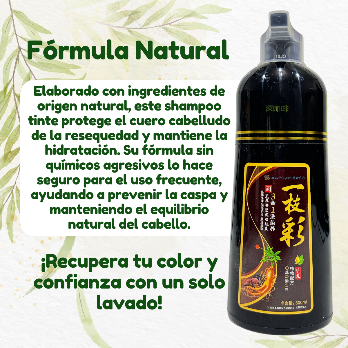 Foto 5 pulgar | Shampoo Tinte 500ml Natural Cubre Canas Instantáneo (color Morado)