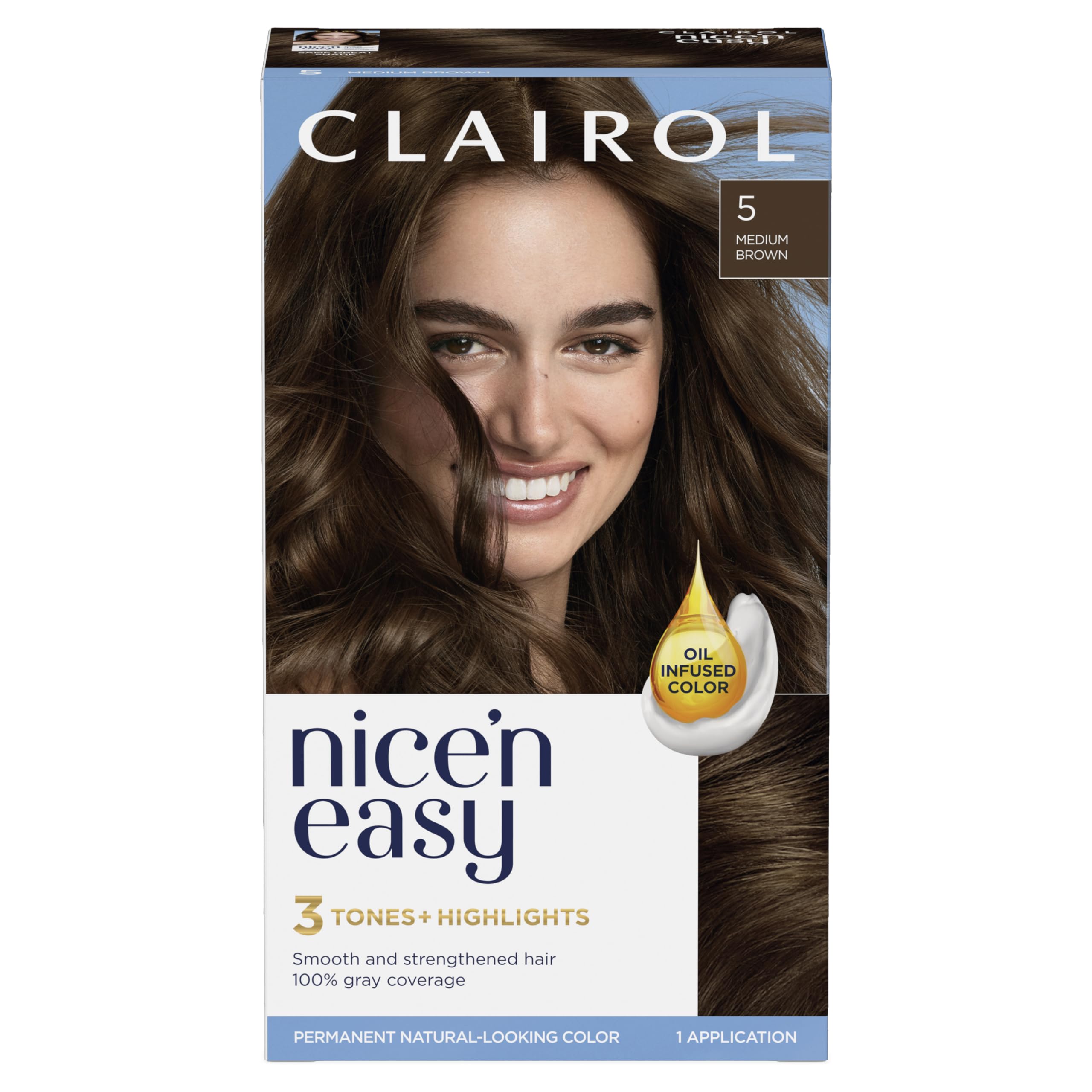Foto 2 pulgar | Tinte De Pelo Clairol Nice'n Easy 5, Marrón Mediano, Paquete De 1 - Venta Internacional.