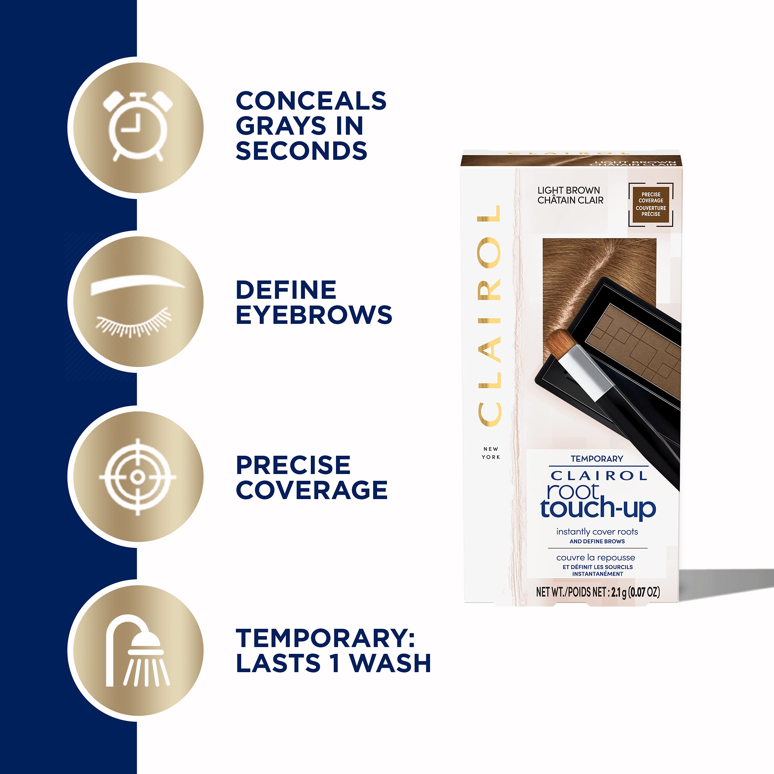 Foto 5 pulgar | Polvo Corrector Temporal Root Touch-up Clairol Brown Claro - Venta Internacional.