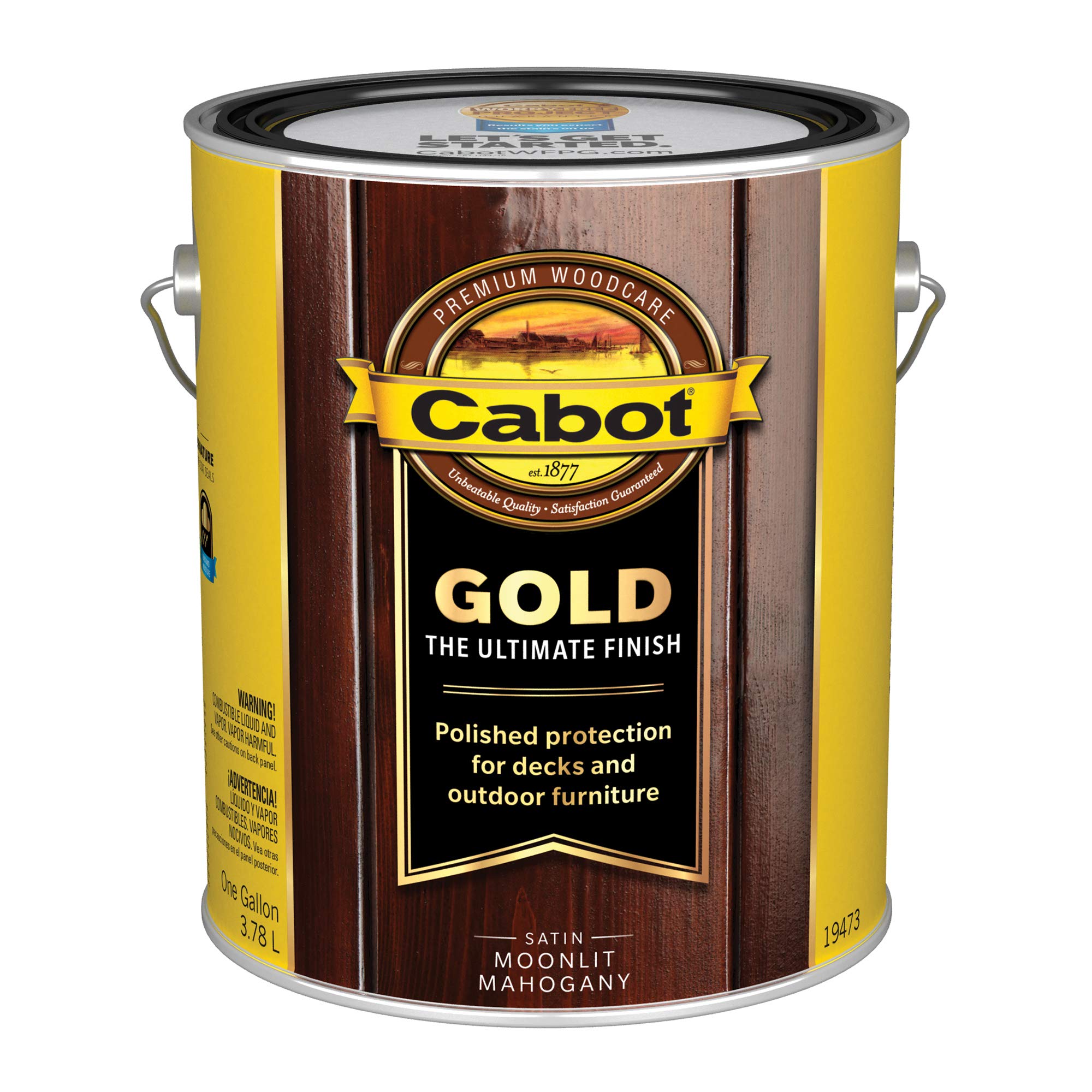 Caoba Iluminada Por La Luna Con Acabado Dorado Stain Cabot Con Bajo Contenido De Cov, 3,78 Litros - Venta Internacional.