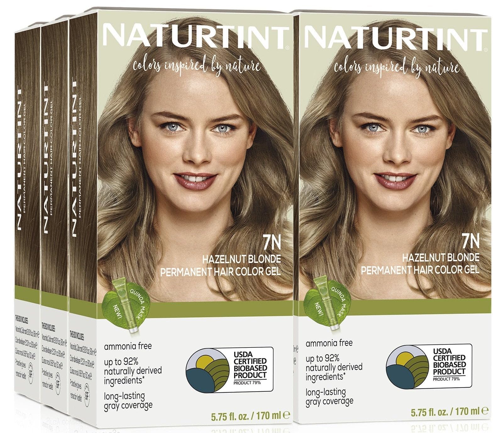 Tinte De Pelo Naturtint 7n, Rubio Avellana, 100% Cobertura Gris, 6 Unidades - Venta Internacional.