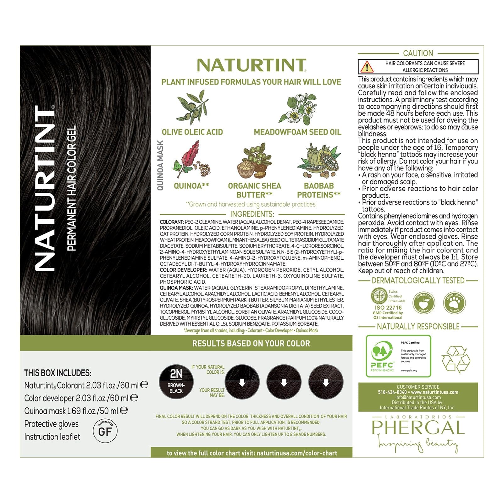 Foto 5 pulgar | Tinte De Pelo Naturtint 2n, Marrón Y Negro, Permanente, Sin Amoniaco - Venta Internacional.