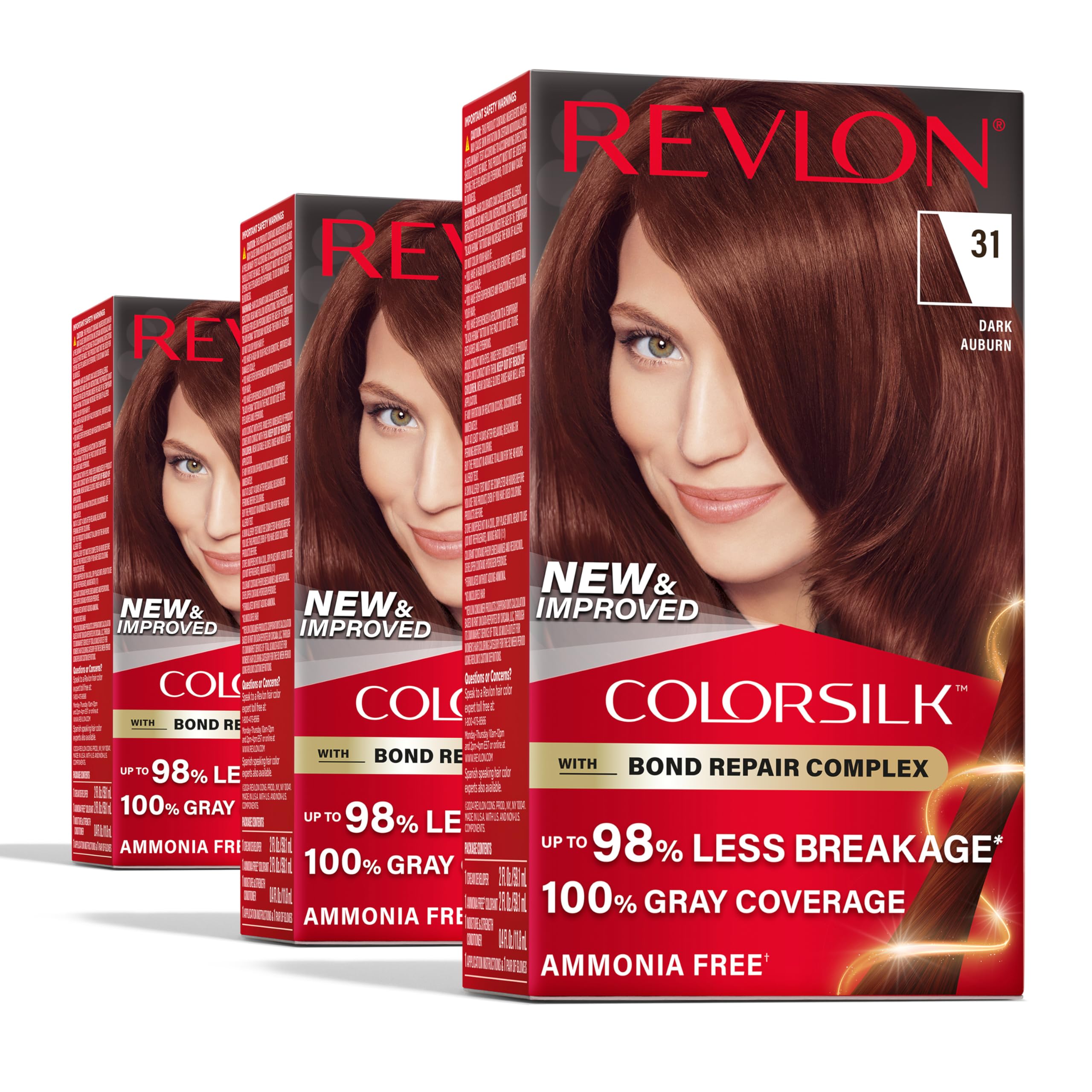 Tinte Para El Cabello Revlon Colorsilk 31 Dark Auburn W/ Bond Repair (x3) - Venta Internacional. $774