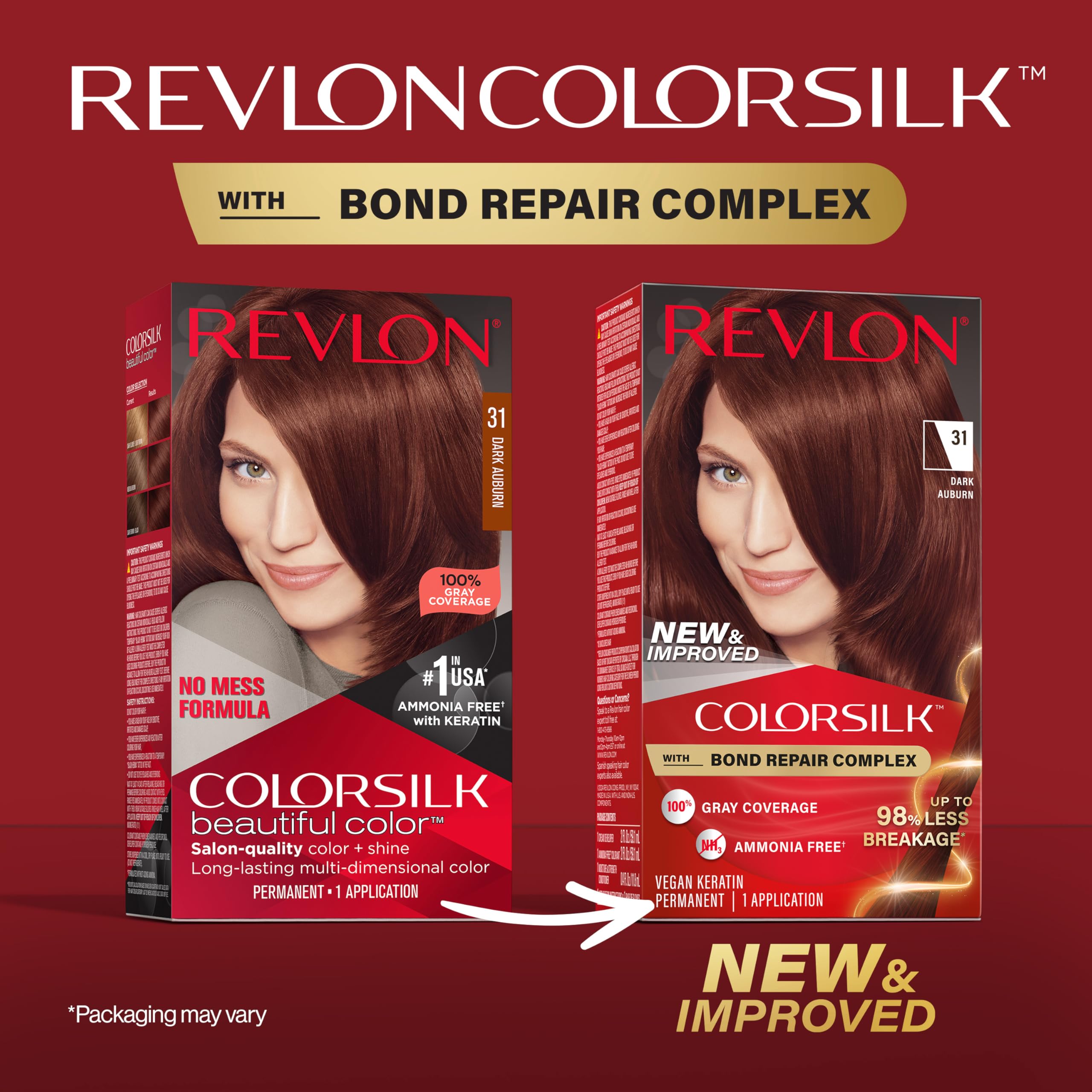 Foto 3 pulgar | Tinte Para El Cabello Revlon Colorsilk 31 Dark Auburn W/ Bond Repair (x3) - Venta Internacional.