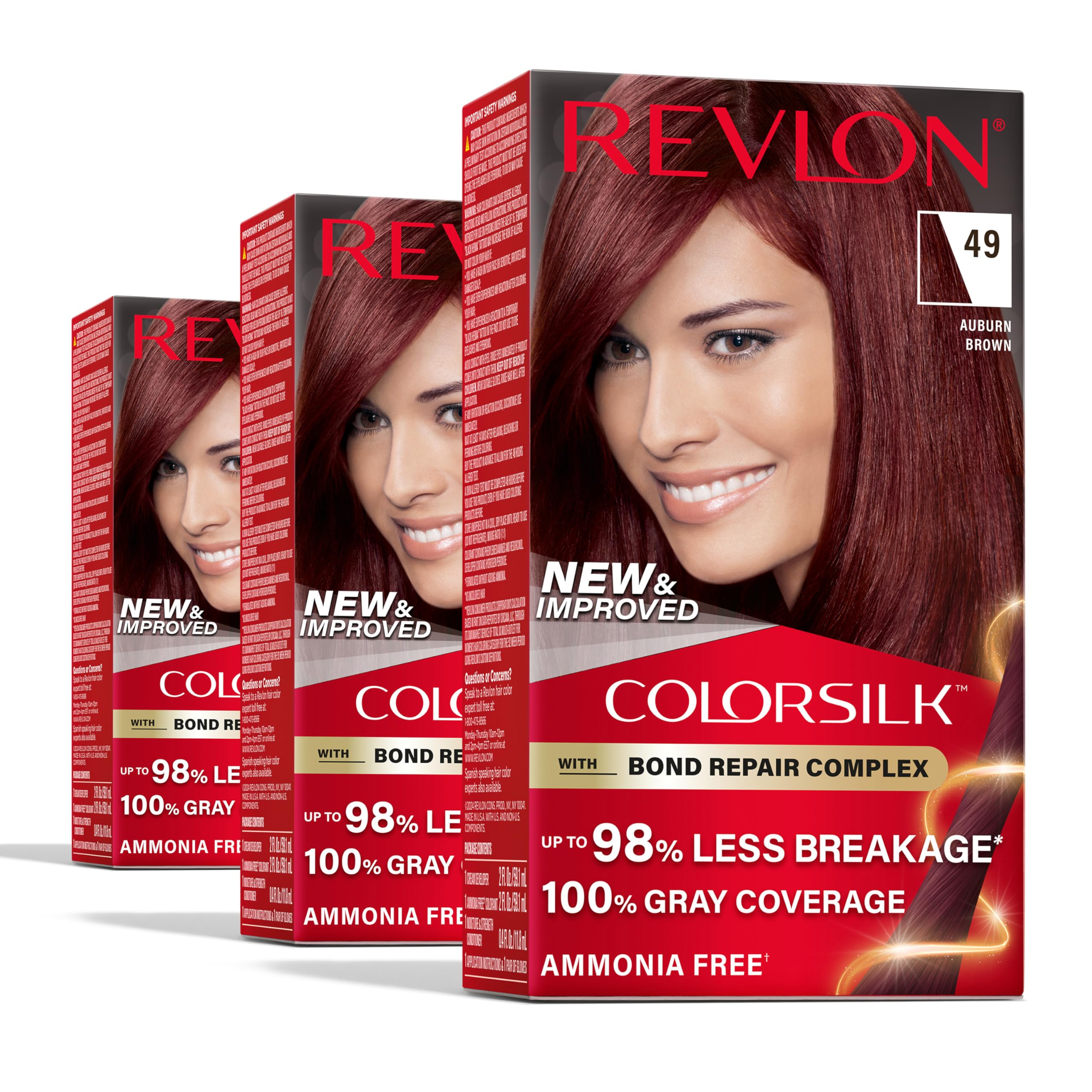 Foto 2 pulgar | Tinte Para El Cabello Revlon Colorsilk Auburn Brown 49 W/ Bond Repair X3 - Venta Internacional.