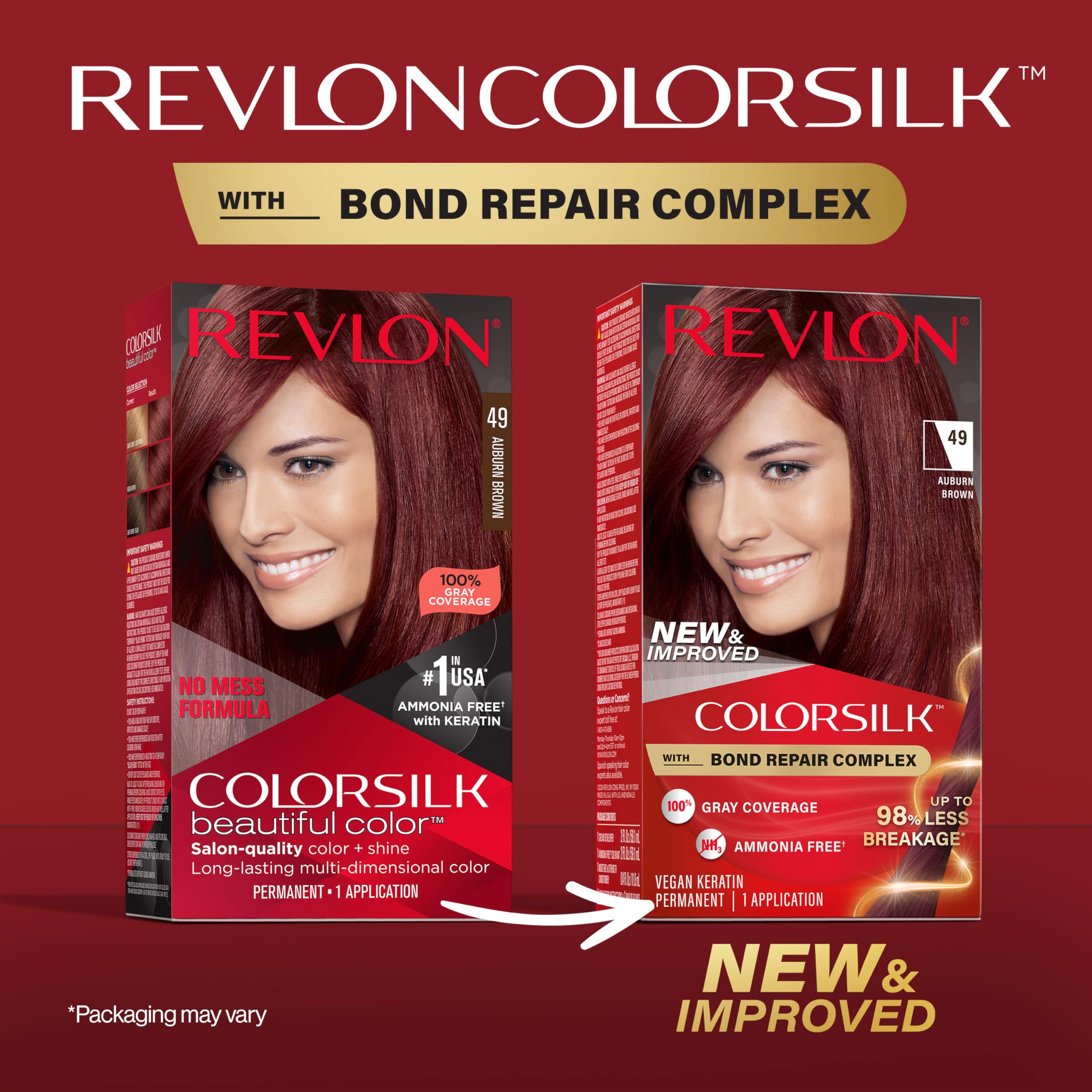 Foto 3 pulgar | Tinte Para El Cabello Revlon Colorsilk Auburn Brown 49 W/ Bond Repair X3 - Venta Internacional.