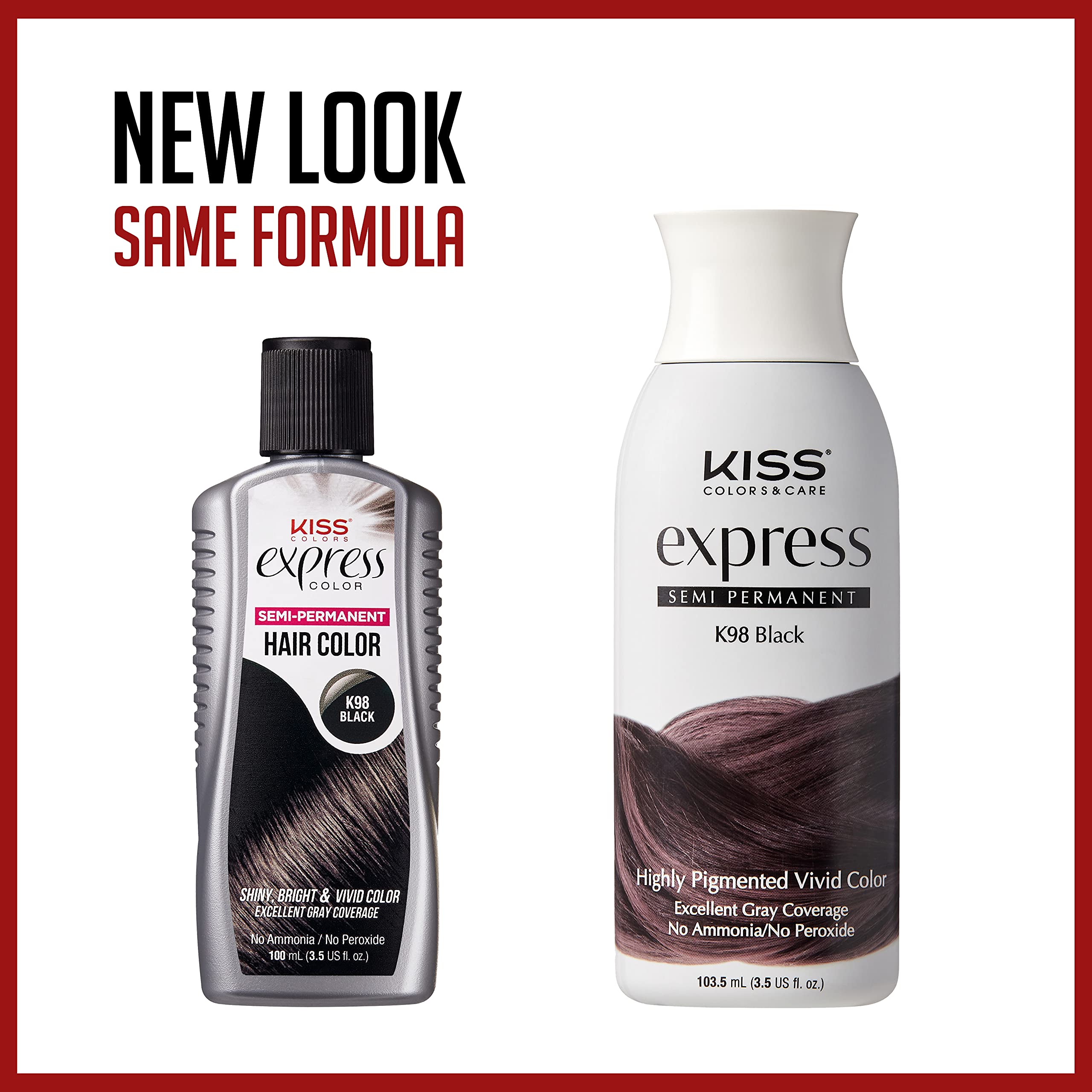 Foto 4 pulgar | Tinte De Pelo Semipermanente Kiss Express, Negro Intenso, 100 Ml, 2 Unidades - Venta Internacional.