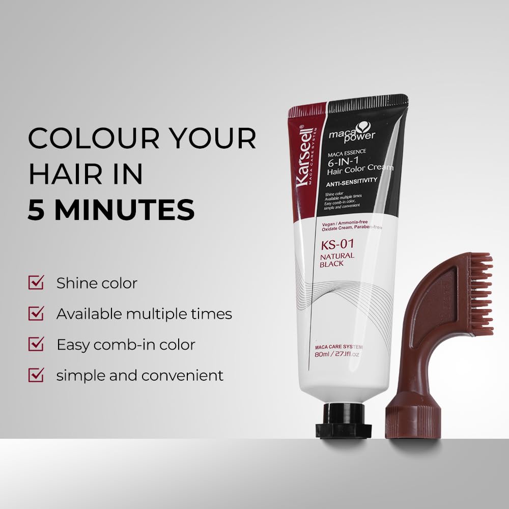 Foto 3 | Tinte Para El Cabello Karseell Easy Pein-color Para Hombre, 80 Ml, Negro - Venta Internacional.